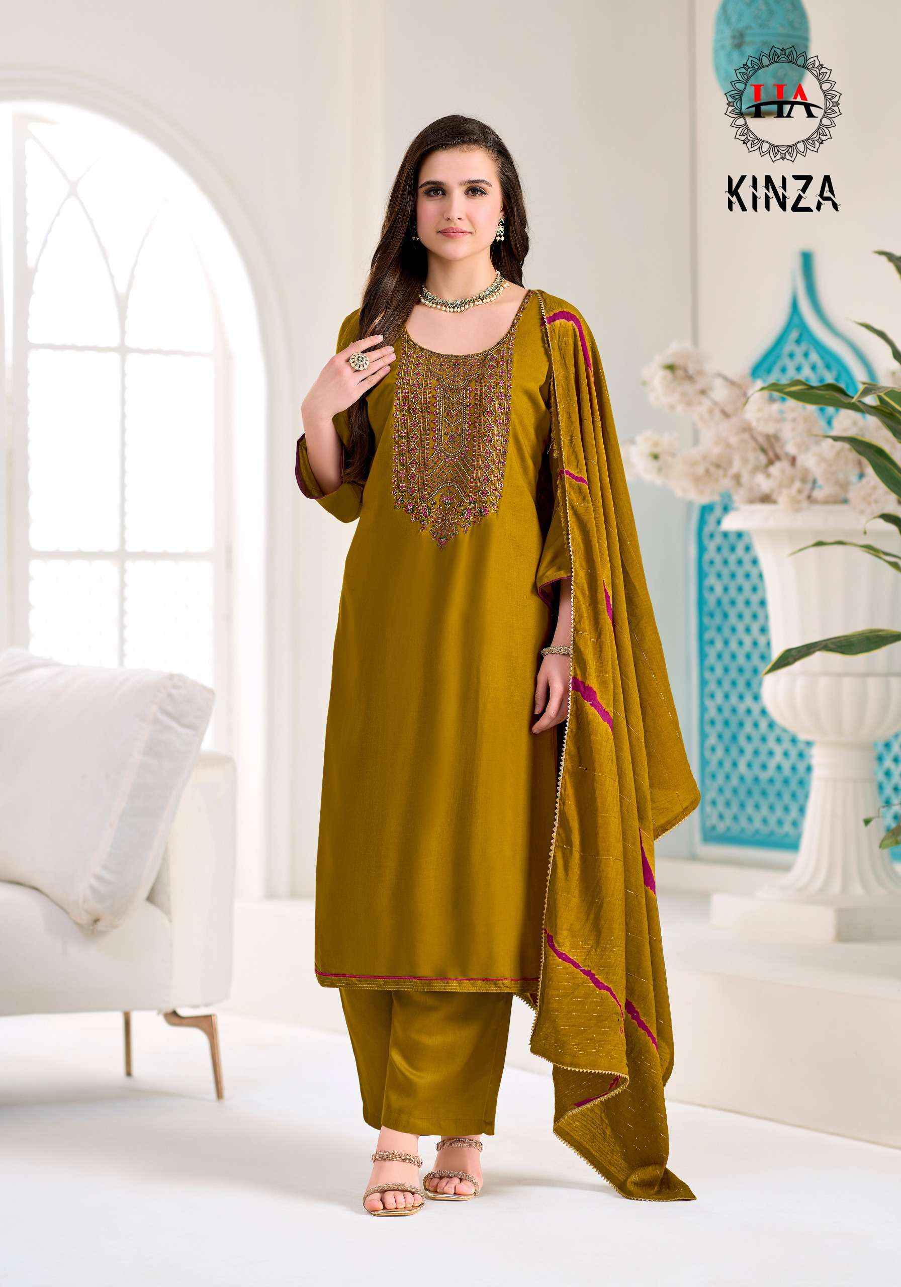 Harshit Fashion Kinza Viscose Rayon Dress Material 6 pcs Catalogue