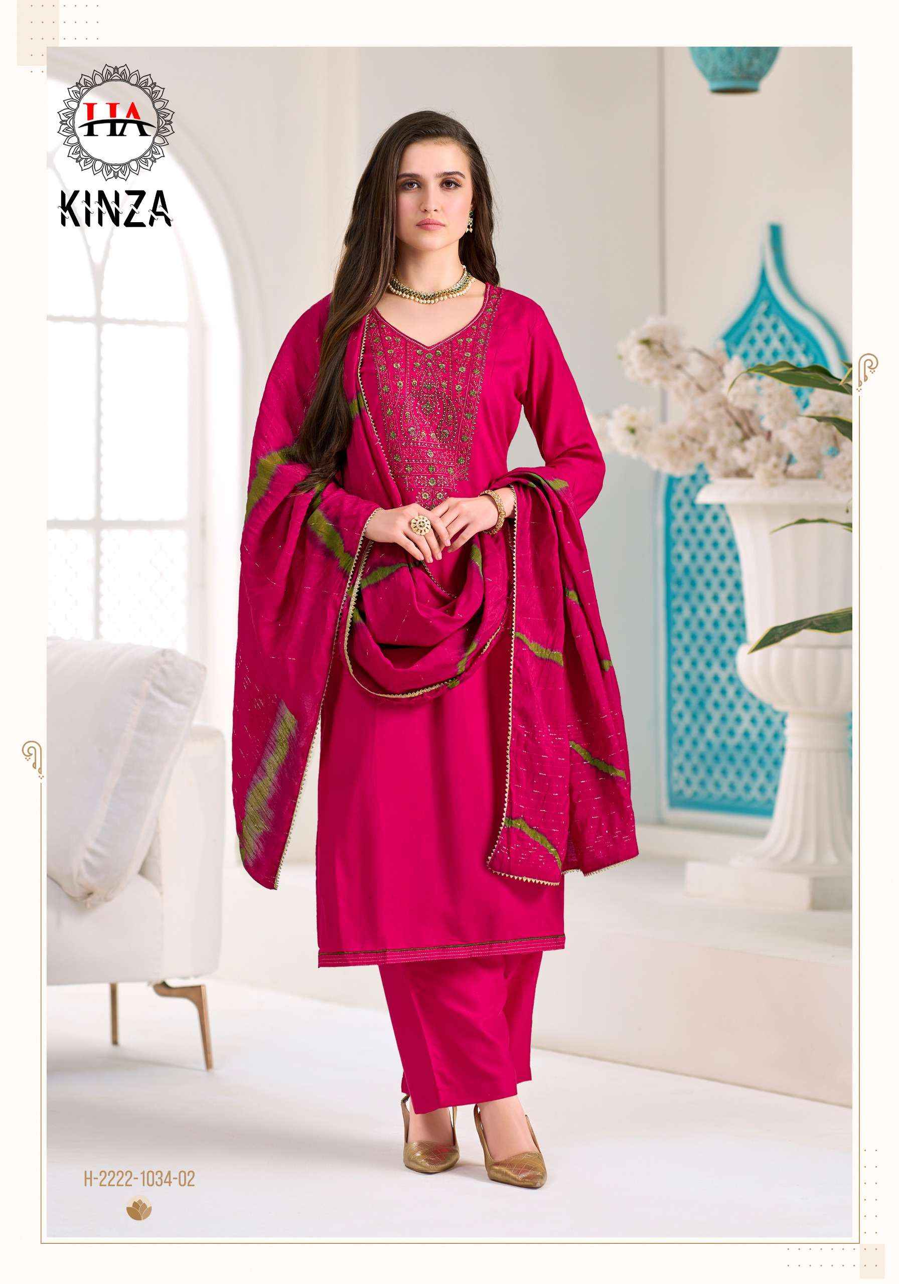 Harshit Fashion Kinza Viscose Rayon Dress Material 6 pcs Catalogue