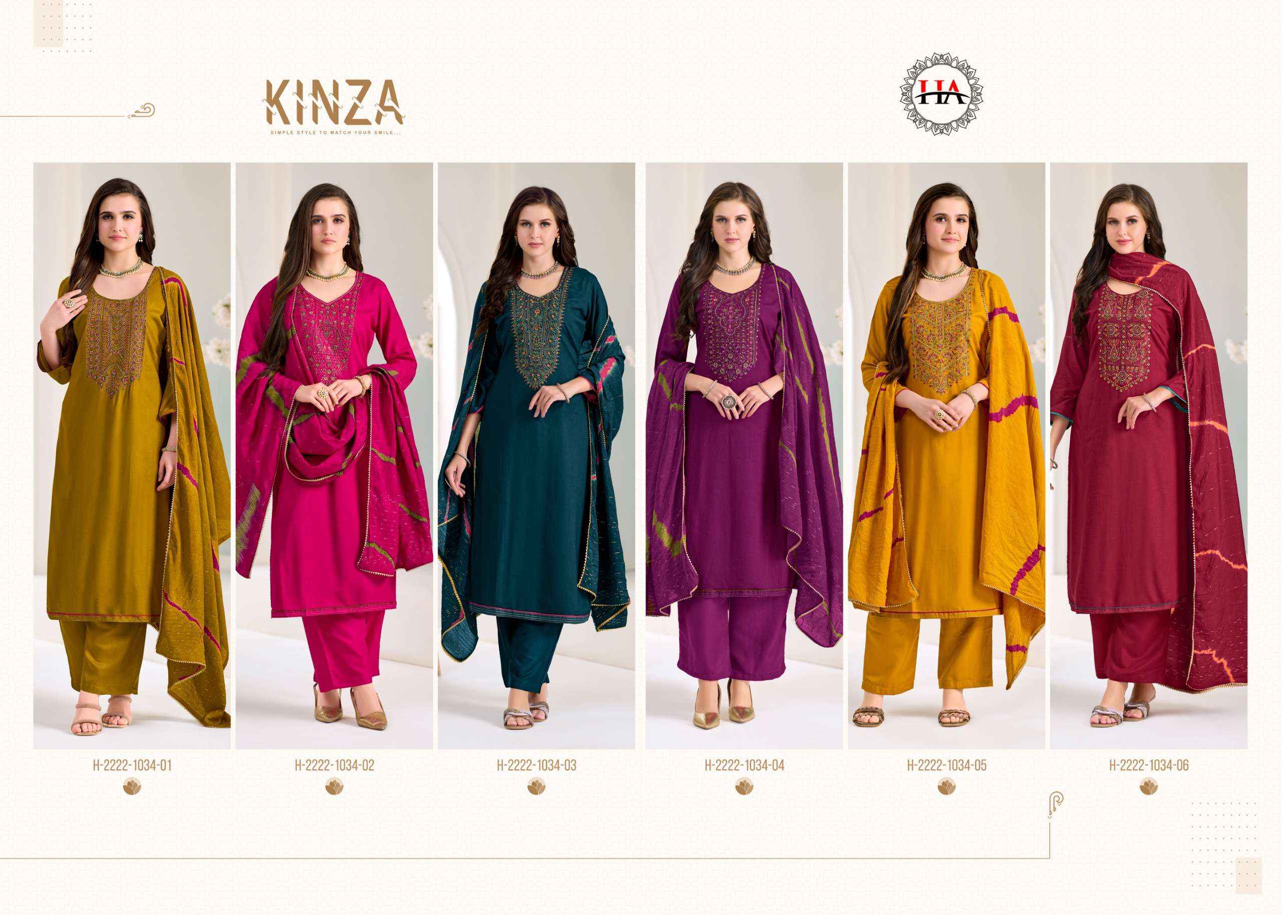 Harshit Fashion Kinza Viscose Rayon Dress Material 6 pcs Catalogue