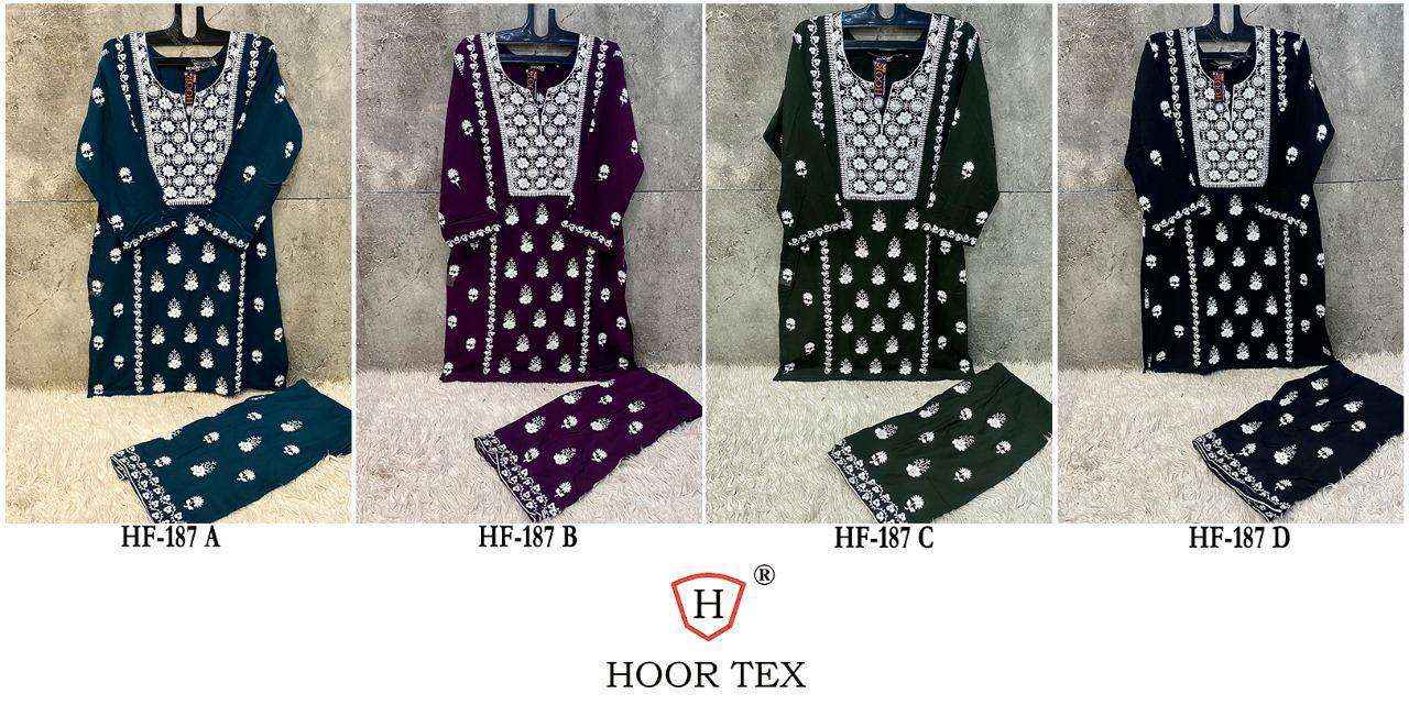 Hoor Tex Hf 187 Rayon Kurti With Bottom 4 pcs Catalogue