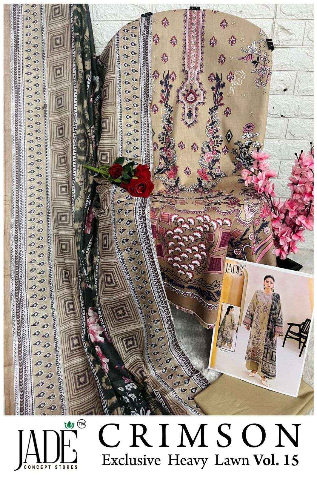 Jade Crimson Vol 15 Lawn Cotton Dress Material 6 pc Cataloge
