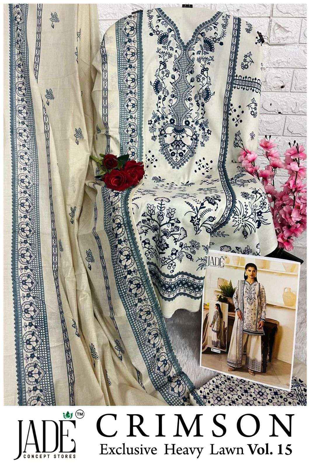 Jade Crimson Vol 15 Lawn Cotton Dress Material 6 pc Cataloge