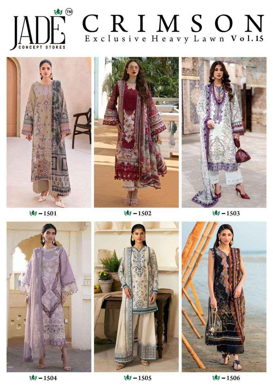 Jade Crimson Vol 15 Lawn Cotton Dress Material 6 pc Cataloge