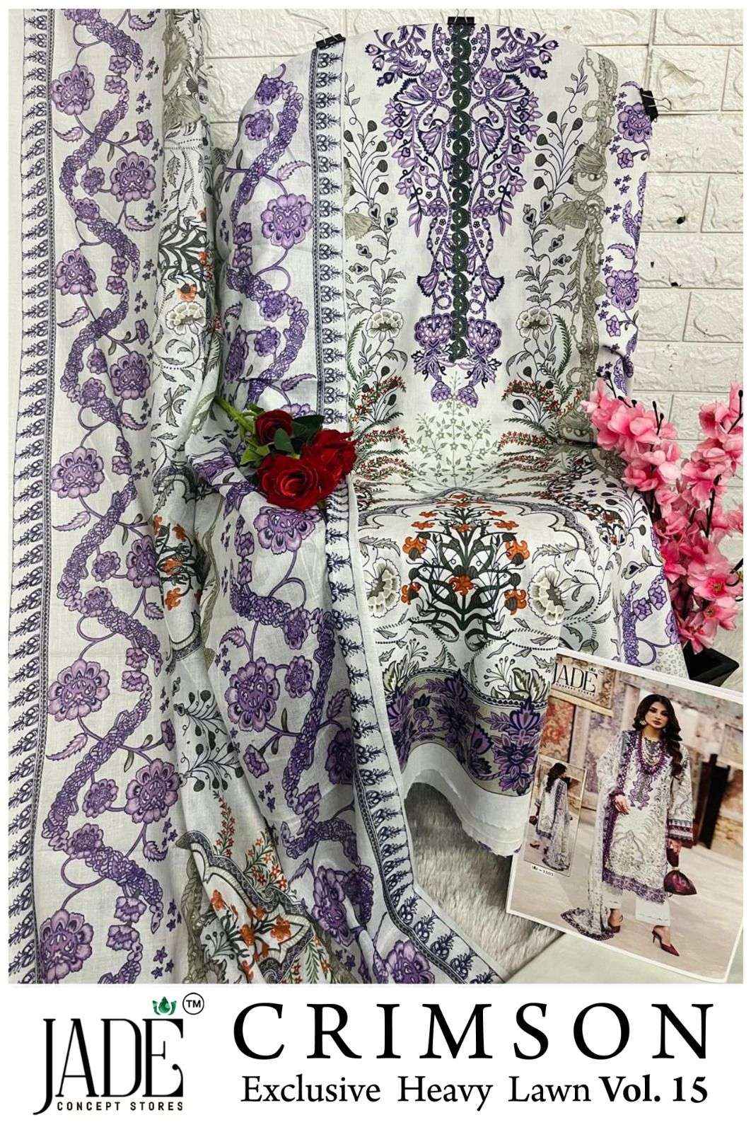 Jade Crimson Vol 15 Lawn Cotton Dress Material 6 pc Cataloge
