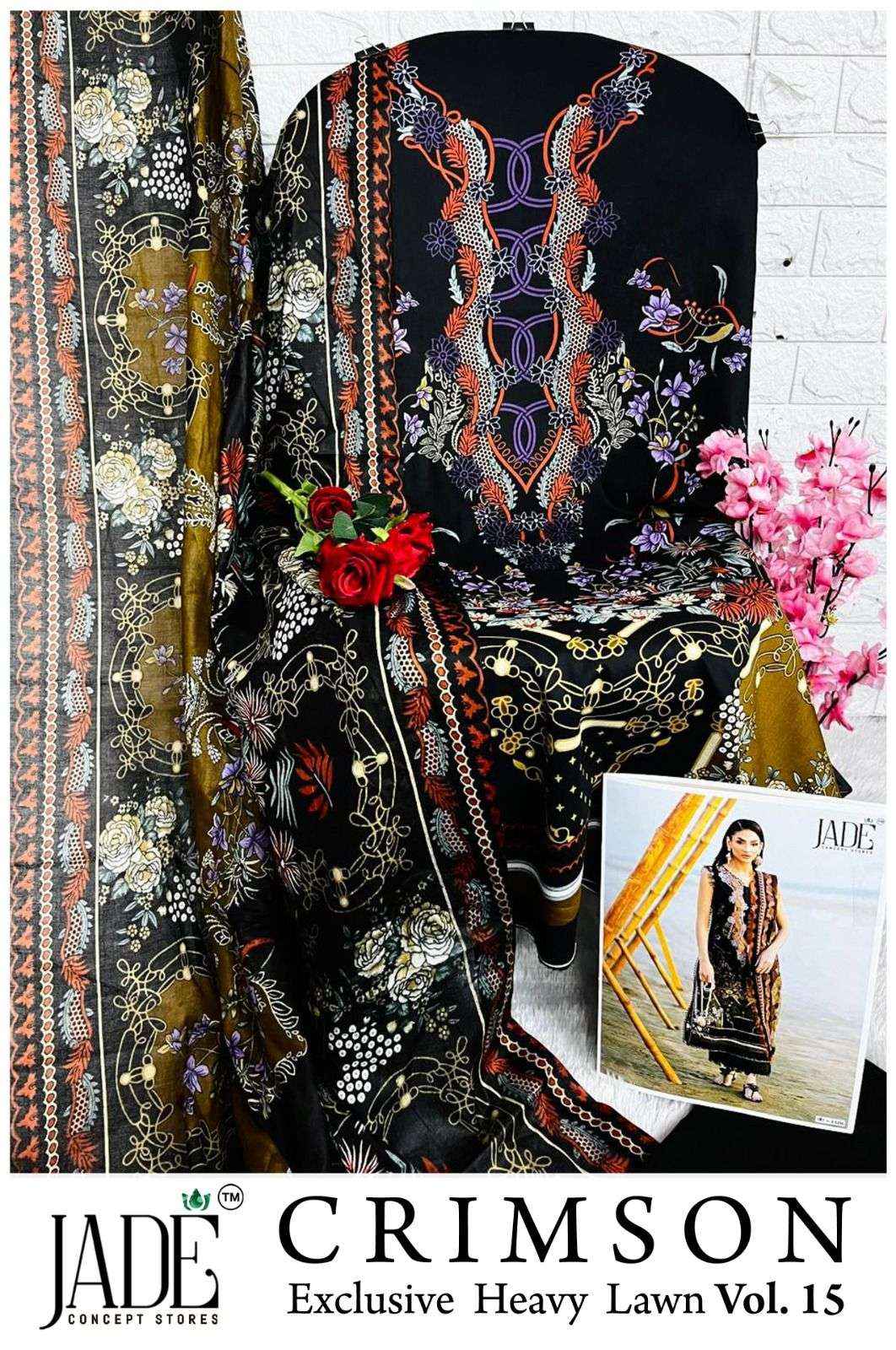 Jade Crimson Vol 15 Lawn Cotton Dress Material 6 pc Cataloge