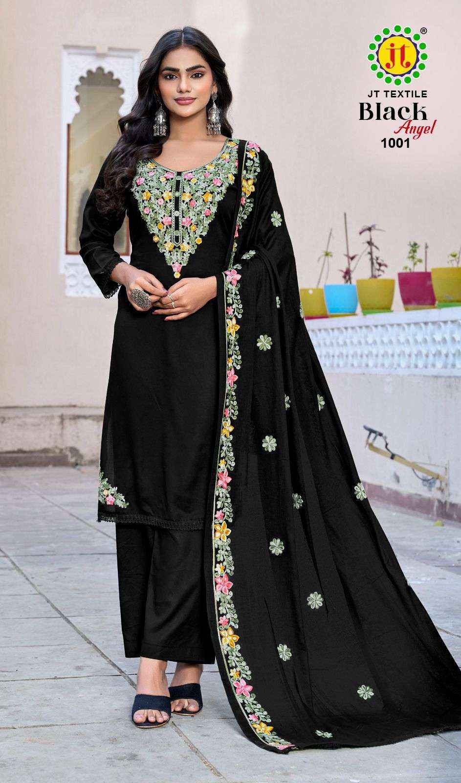 Jt Black Angel Vol 1 Rayon Dress Material 5 pcs Catalogue