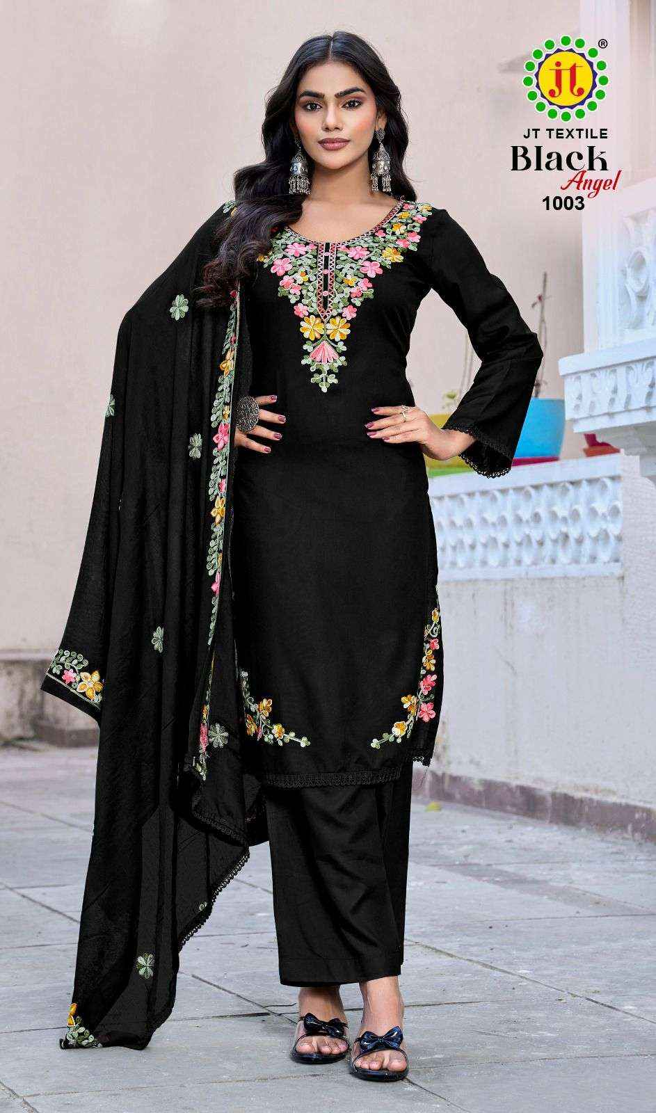 Jt Black Angel Vol 1 Rayon Dress Material 5 pcs Catalogue