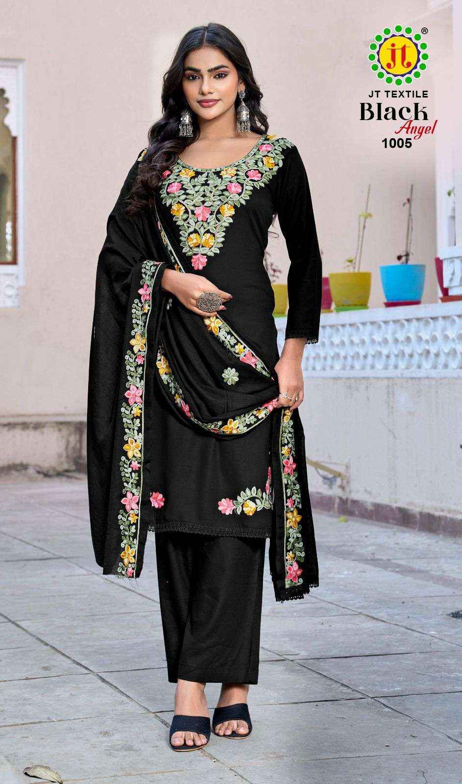 Jt Black Angel Vol 1 Rayon Dress Material 5 pcs Catalogue
