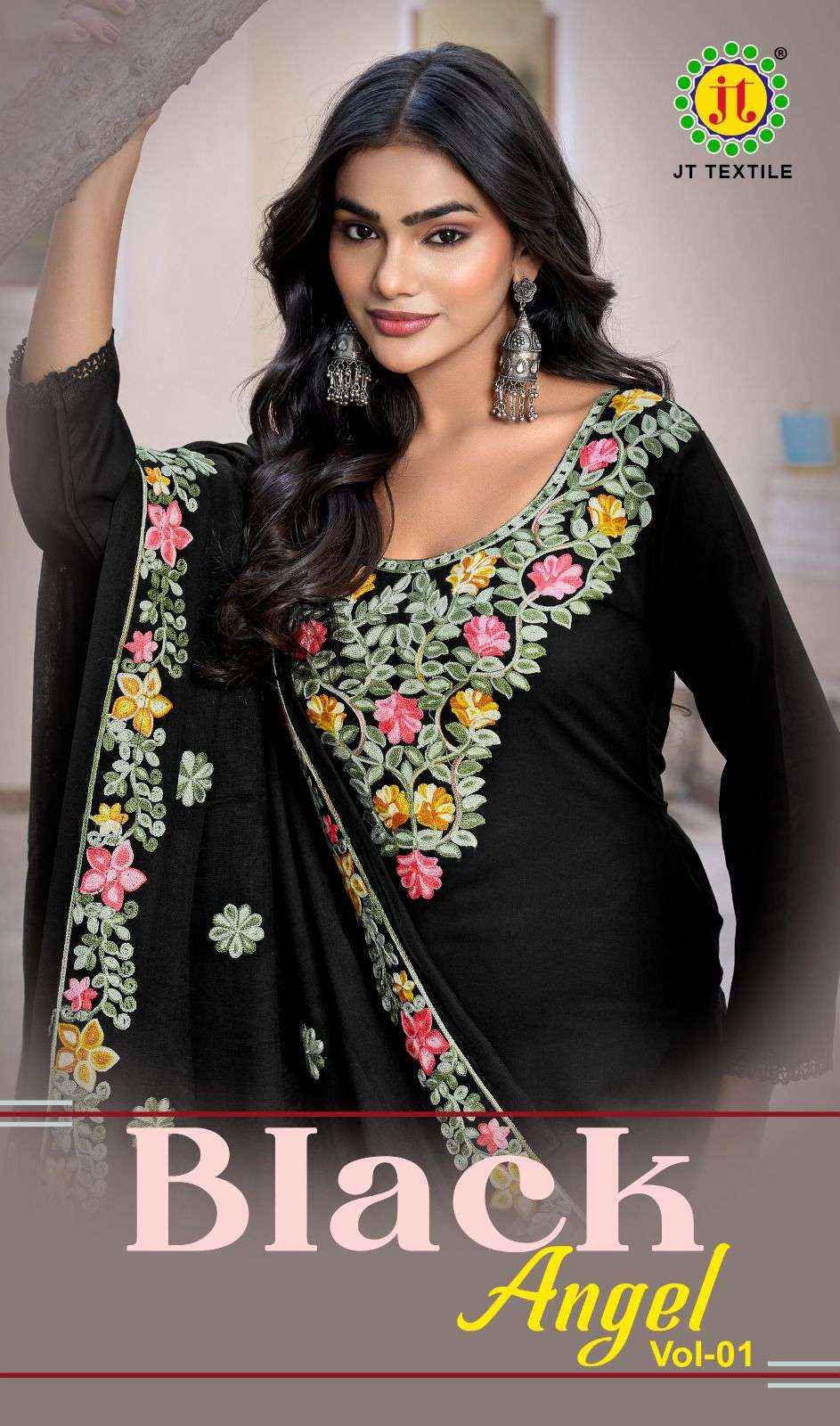 Jt Black Angel Vol 1 Rayon Dress Material 5 pcs Catalogue