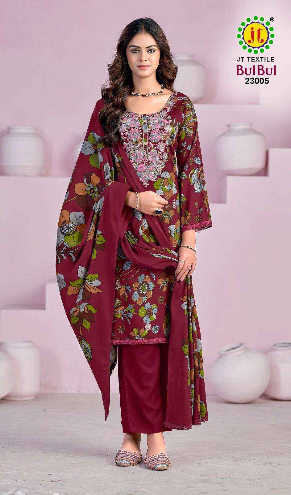Jt Bulbul Vol 23 Rayon Dress Material 5 pcs Catalogue