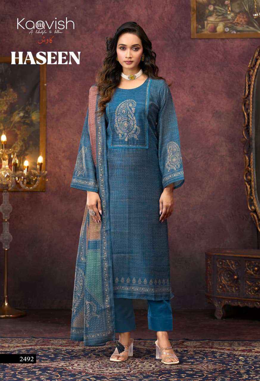 Kaavish Haseen Linen Cotton Dress Material 4 pcs Catalogue