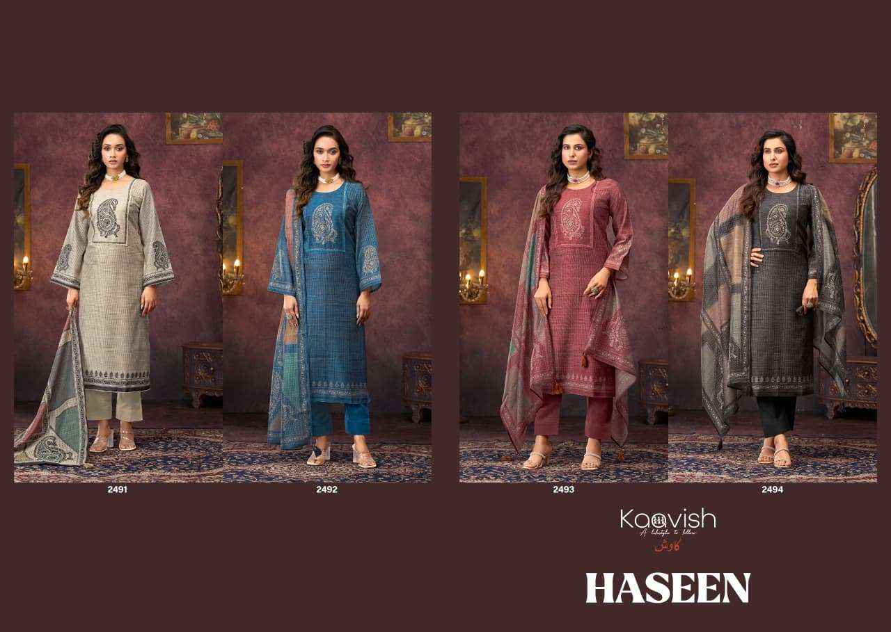 Kaavish Haseen Linen Cotton Dress Material 4 pcs Catalogue
