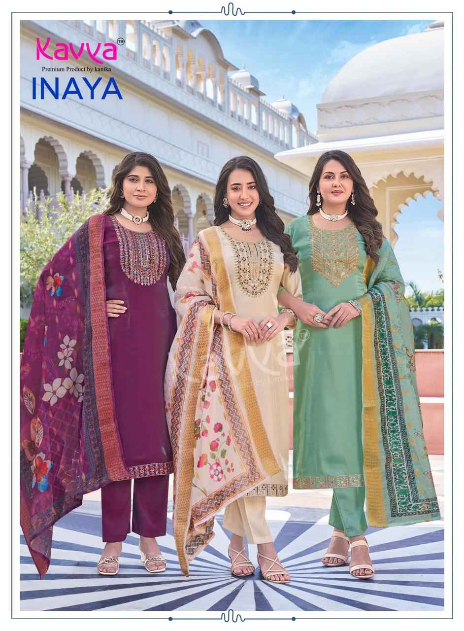 Kavya Inaya Vol 1 Roman Glass Silk Kurti Combo 10 pcs Catalogue