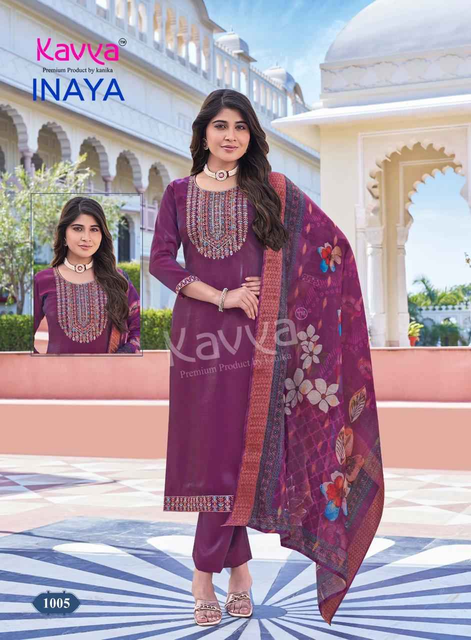 Kavya Inaya Vol 1 Roman Glass Silk Kurti Combo 10 pcs Catalogue