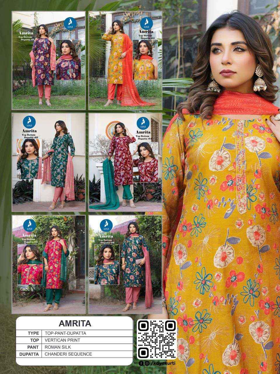 Kaya Amrita Vertican Kurti Combo 6 pcs Catalogue