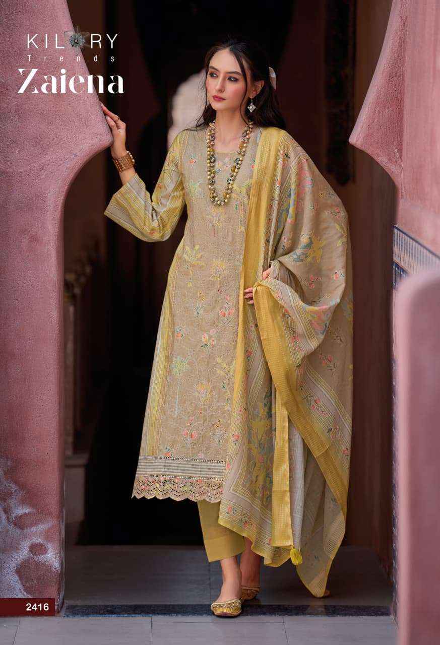 Kilory Trends Zaiena Lawn Cotton Dress Material 6 pcs Catalogue