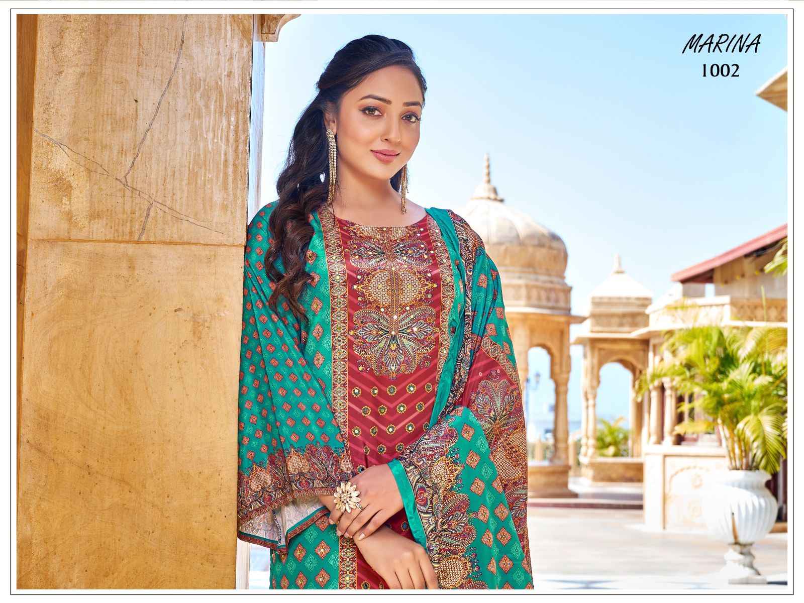 Marina Readymade Crape Silk Dress 6 pcs Catalogue