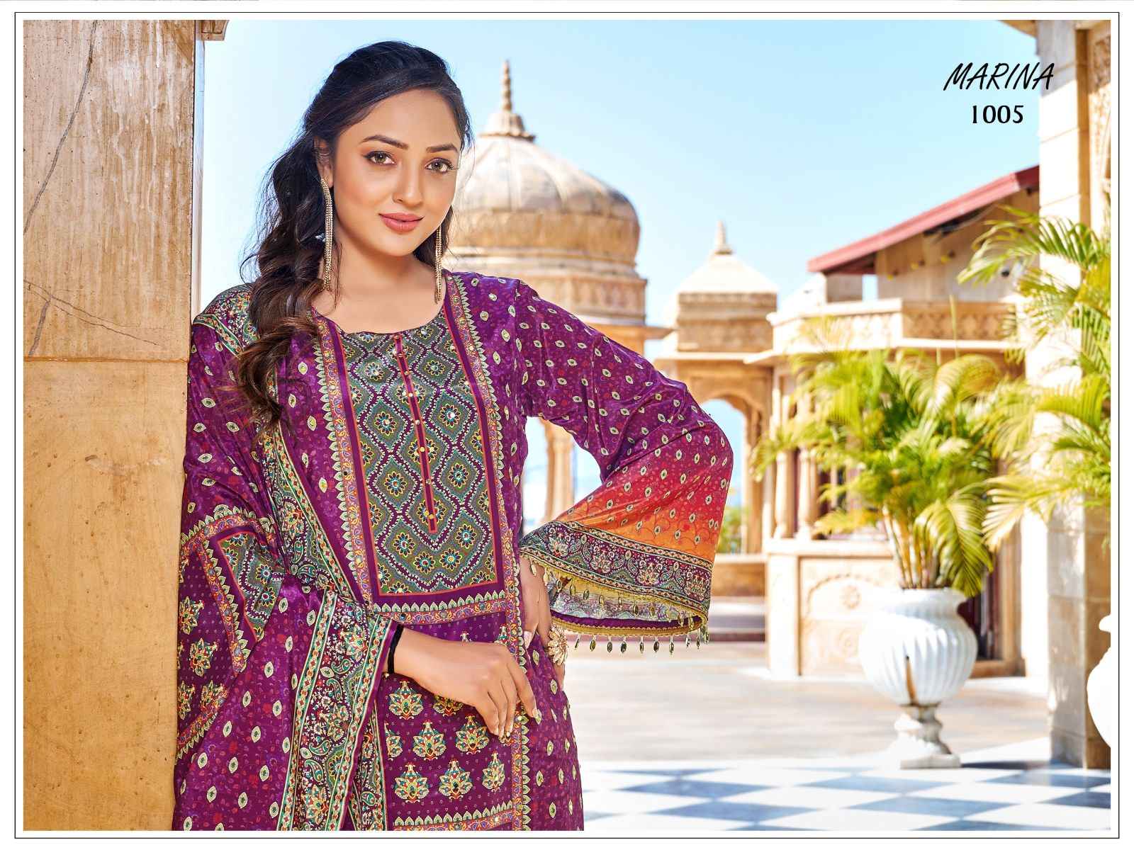 Marina Readymade Crape Silk Dress 6 pcs Catalogue