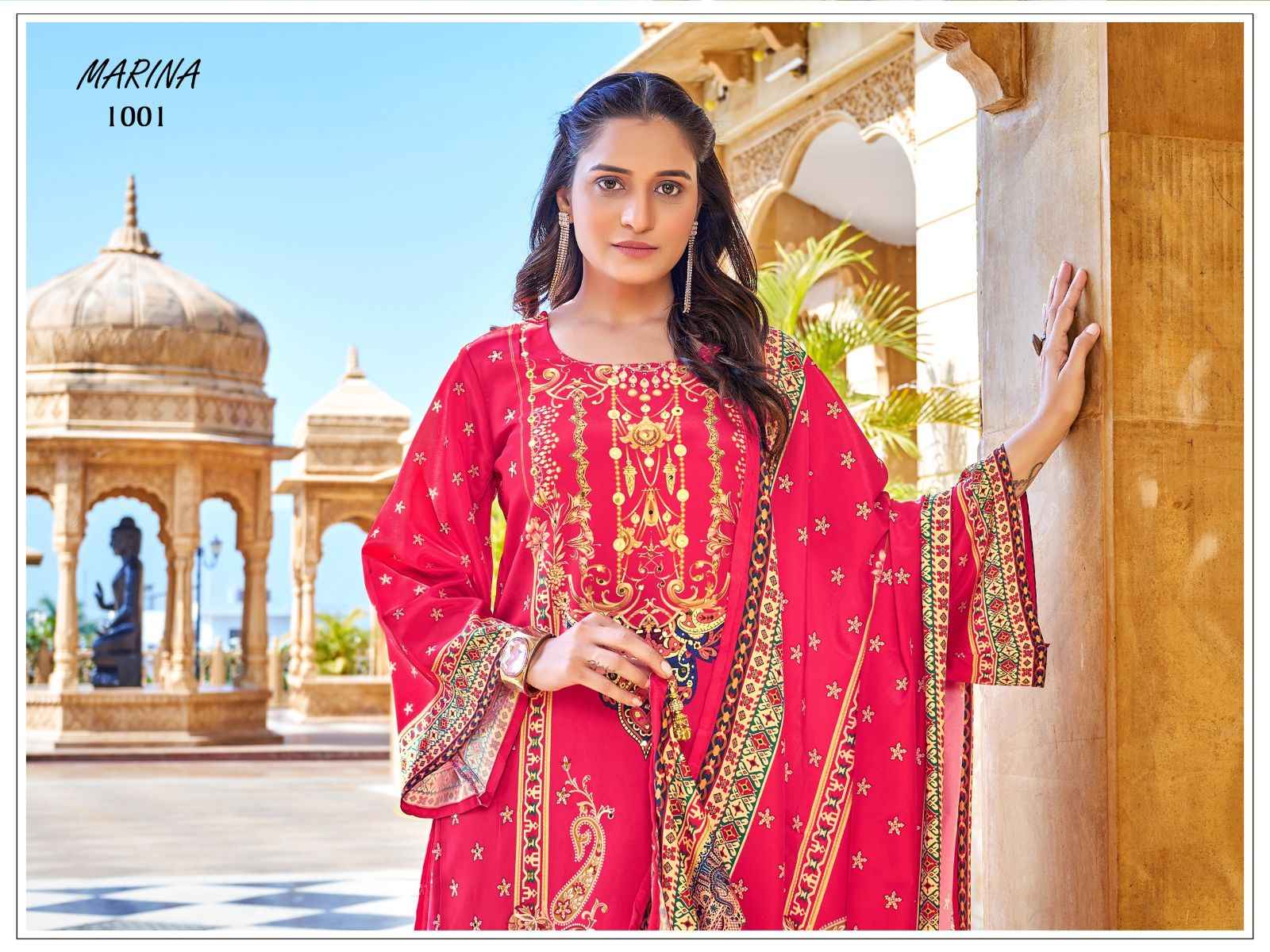 Marina Readymade Crape Silk Dress 6 pcs Catalogue