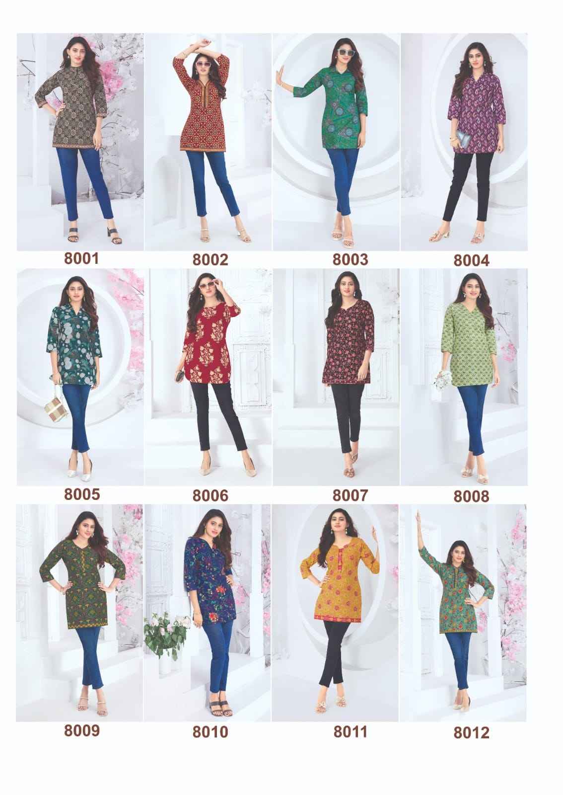 Mayur Creation Crystal Vol 8 Poplin Cotton Tunic Top 12 pcs Catalogue