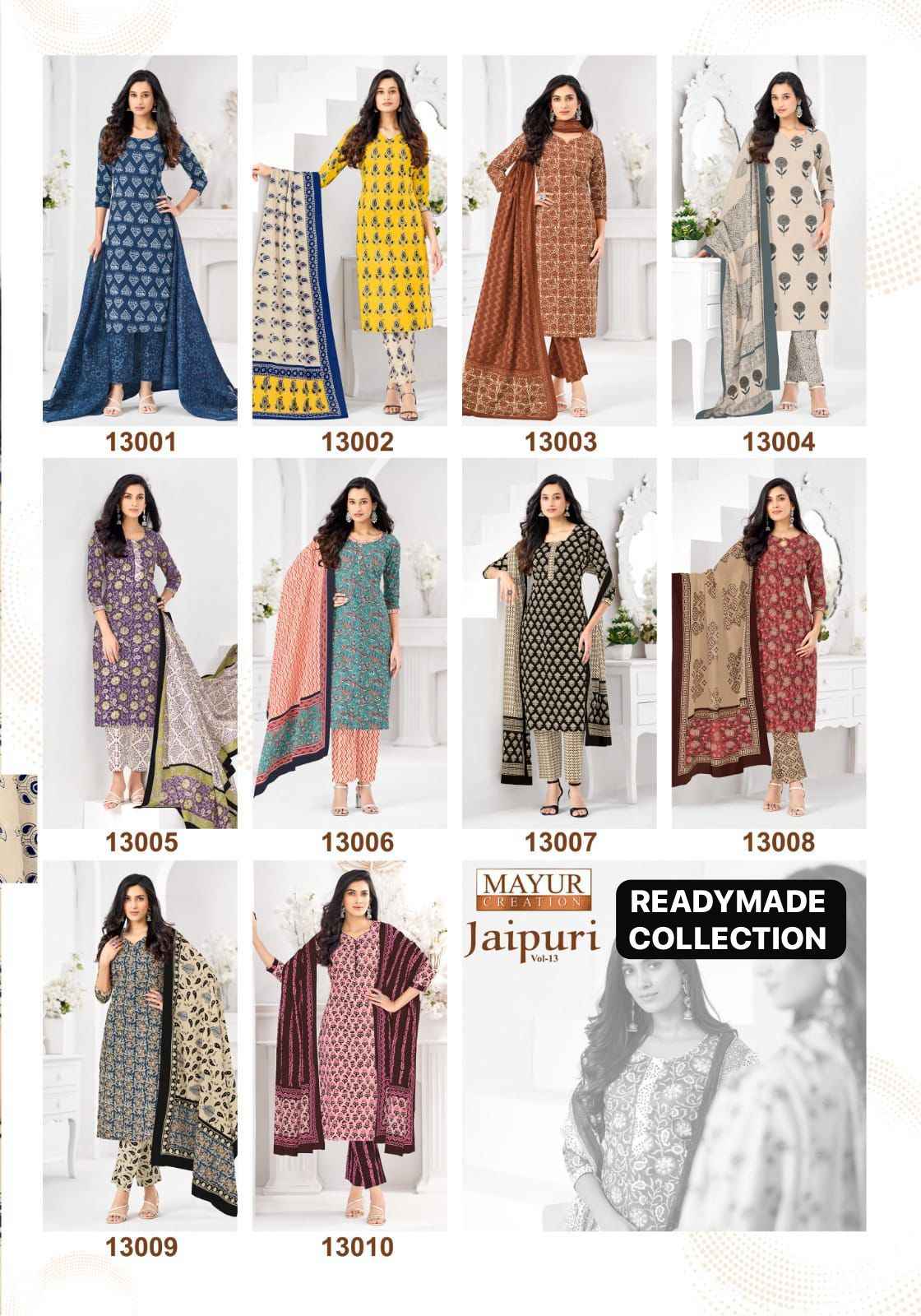Mayur Creation Jaipuri Vol 13 Readymade Cotton Dress 10 pcs Catalogue