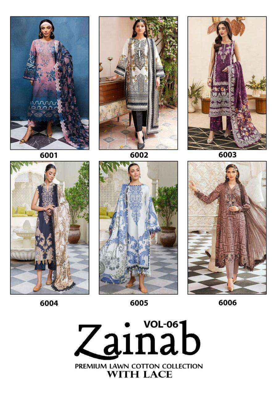 Miss World Choice Zainab Vol 6 Lawn Cotton Dress Material 6 pcs Catalogue