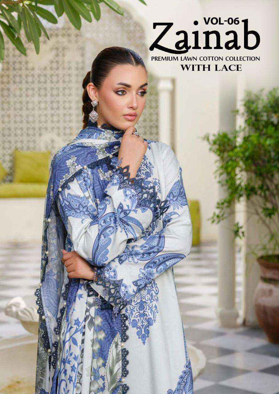 Miss World Choice Zainab Vol 6 Lawn Cotton Dress Material 6 pcs Catalogue