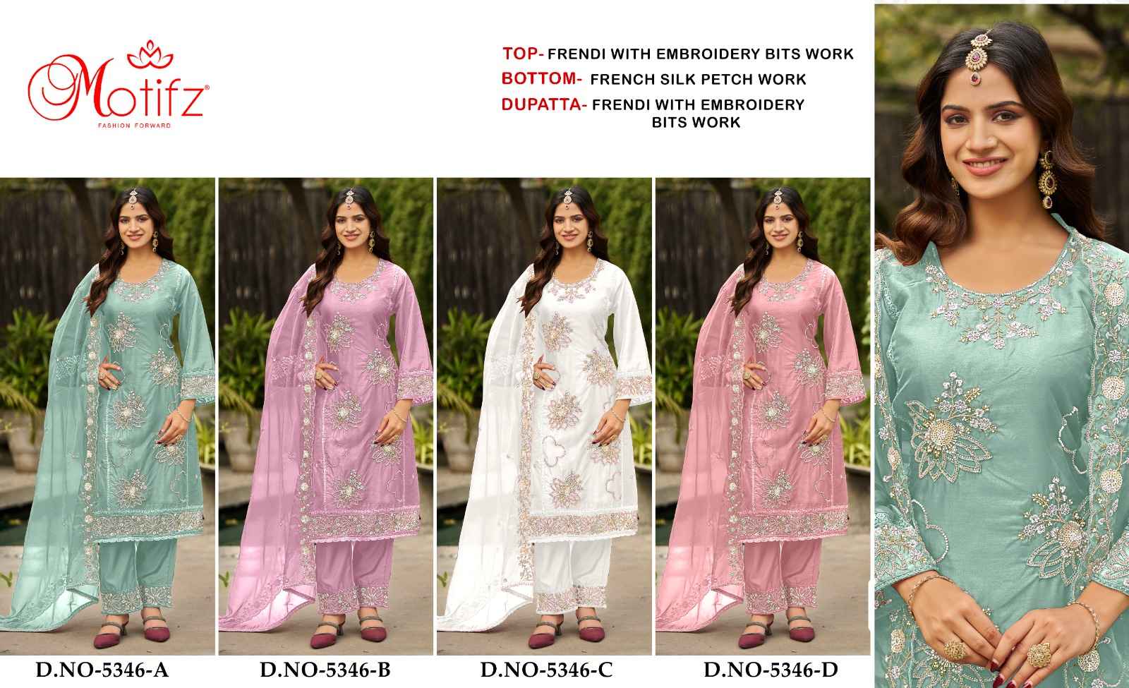 Motifz D No 5346 Fendi Dress Material 4 pcs Catalogue