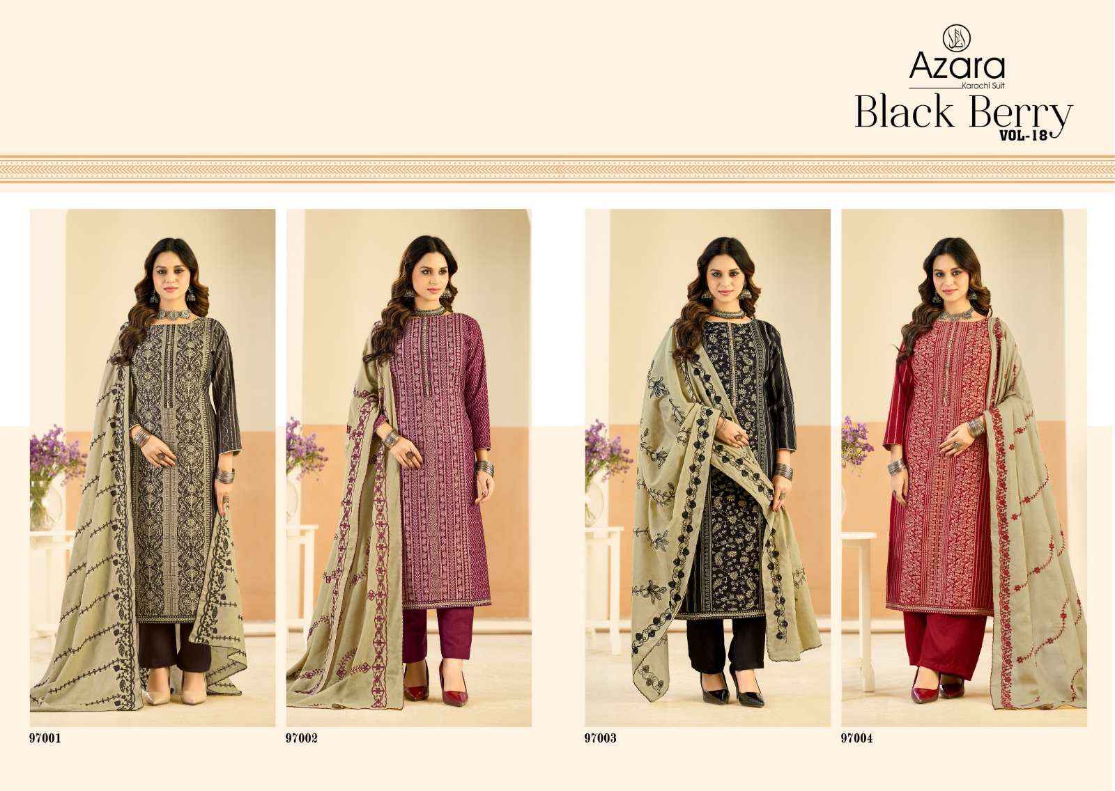 Radhika Fashion Azara Black Berry Vol 18 Viscose Dress Material 4 pcs Catalogue