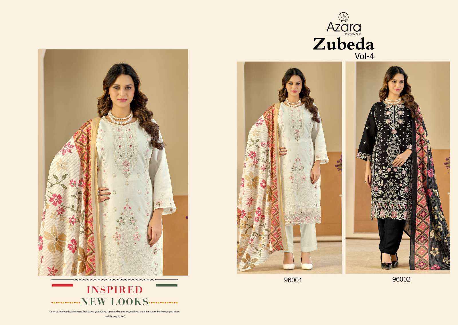 Radhika Fashion Azara Zubeda Vol 4 Lawn Cotton Dress Material 2 pcs Catalogue