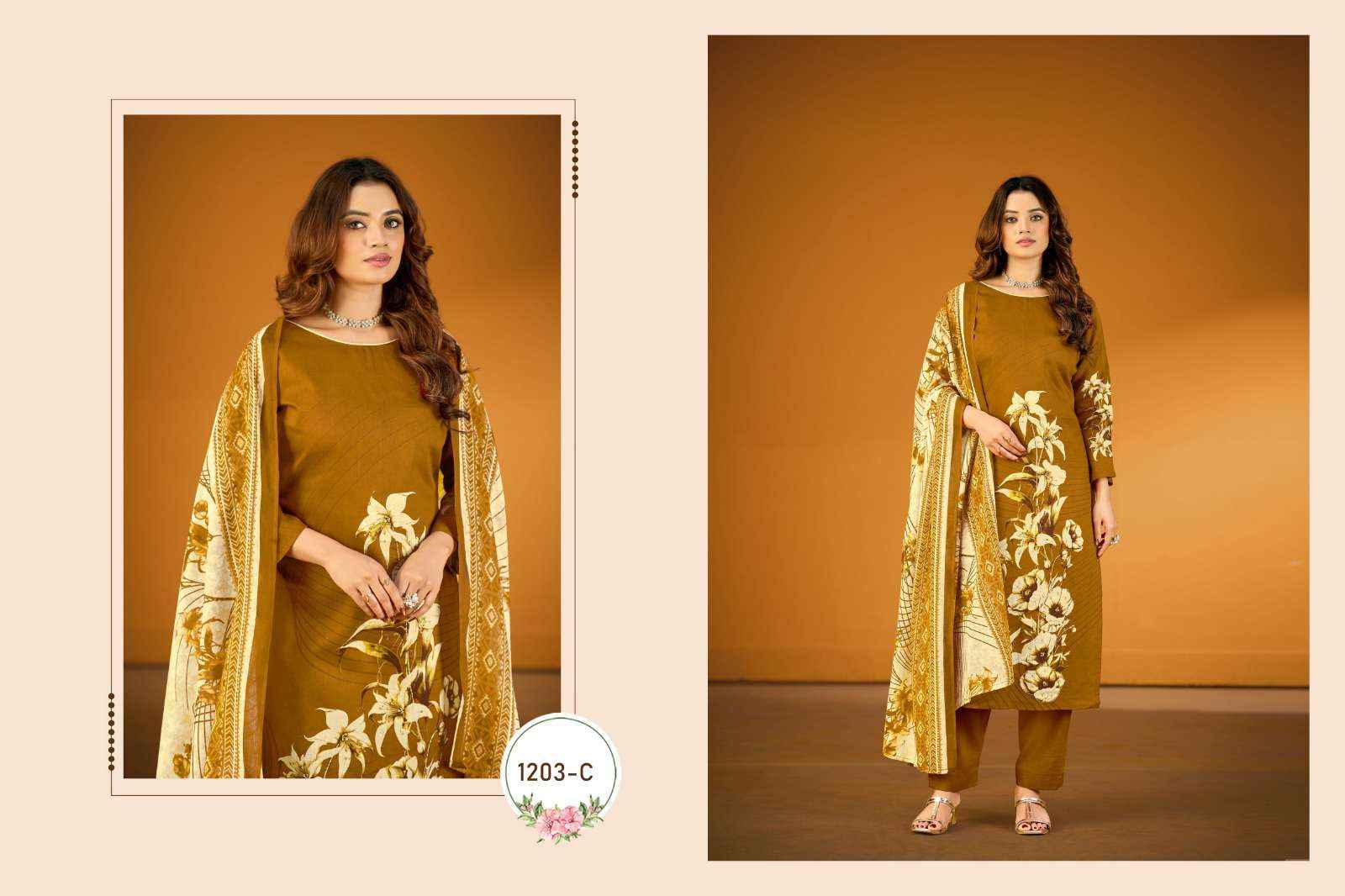 Radhika Fashion Kayka D No 1203 Jam Cotton Dress Material 4 pcs Catalogue
