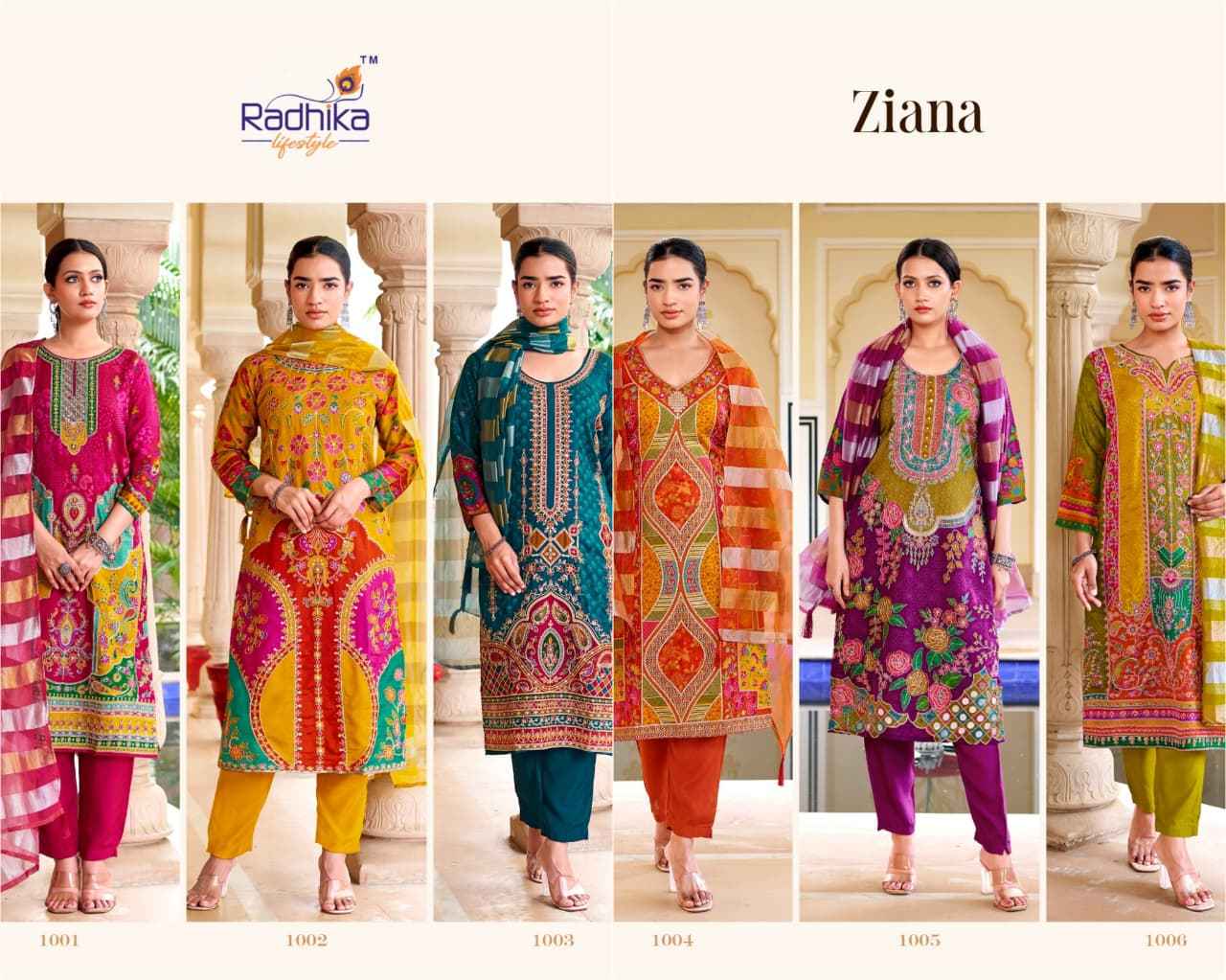 Radhika Lifestyle Ziana Dola Silk Kurti Combo 6 pcs Catalogue