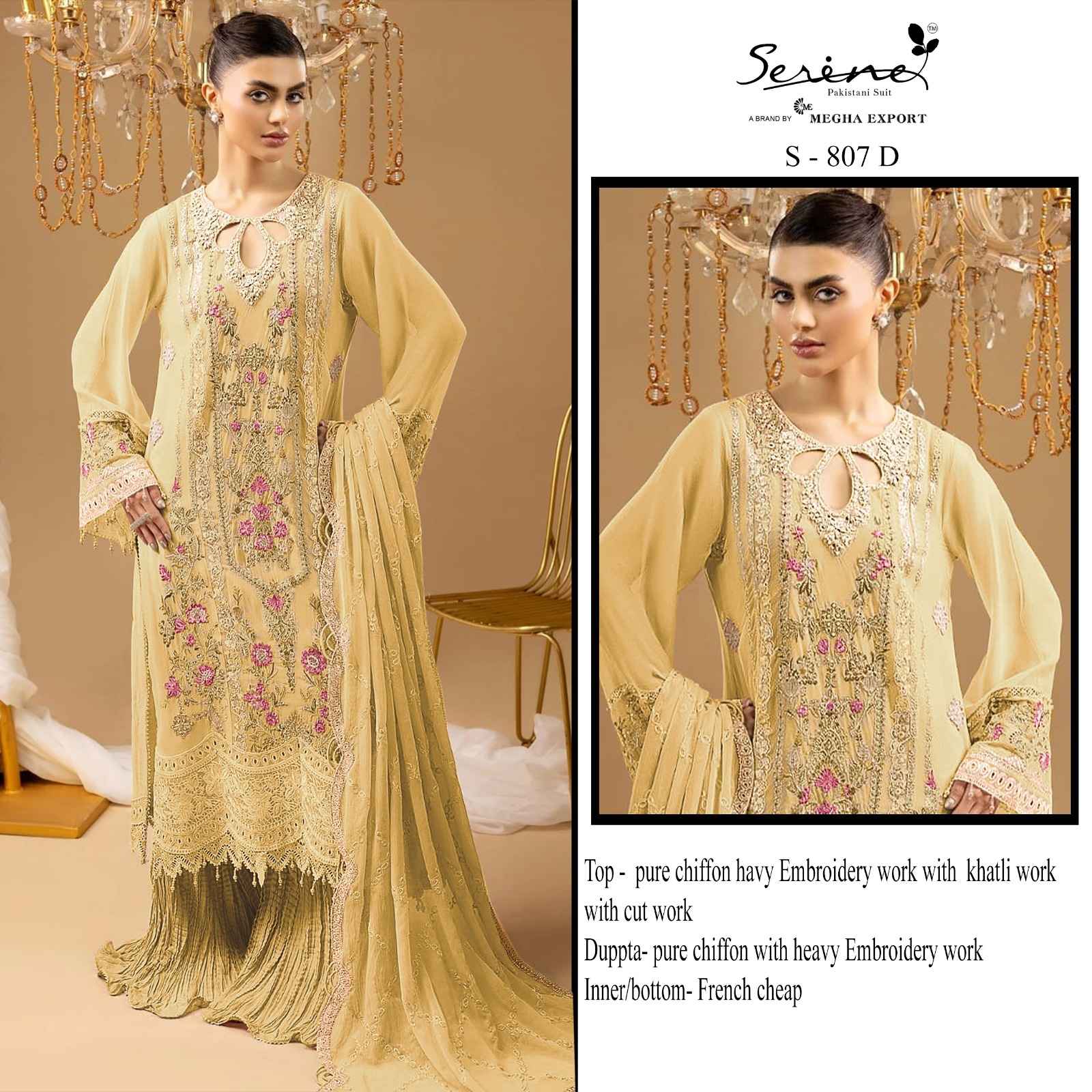 Serine D No S-807 Chiffon Dress Material 4 pcs Catalogue