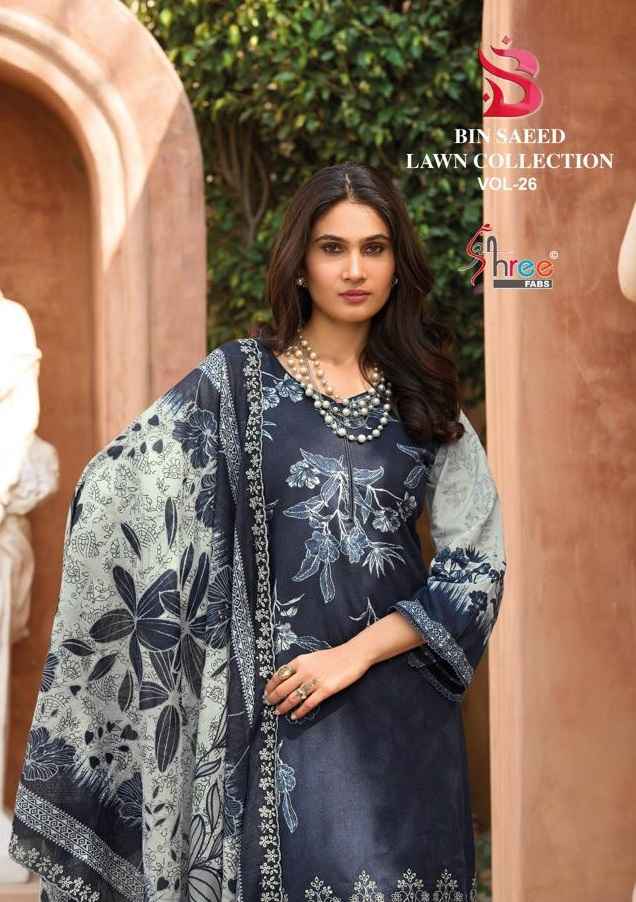 Shree Fabs Bin Saeed Lawn Collection Vol 26 Cotton Dress Material 6 pcs Catalogue