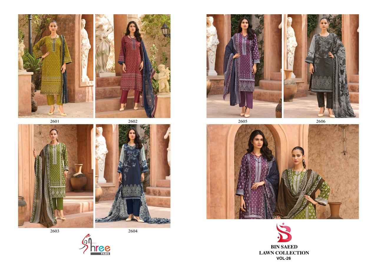 Shree Fabs Bin Saeed Lawn Collection Vol 26 Cotton Dress Material 6 pcs Catalogue