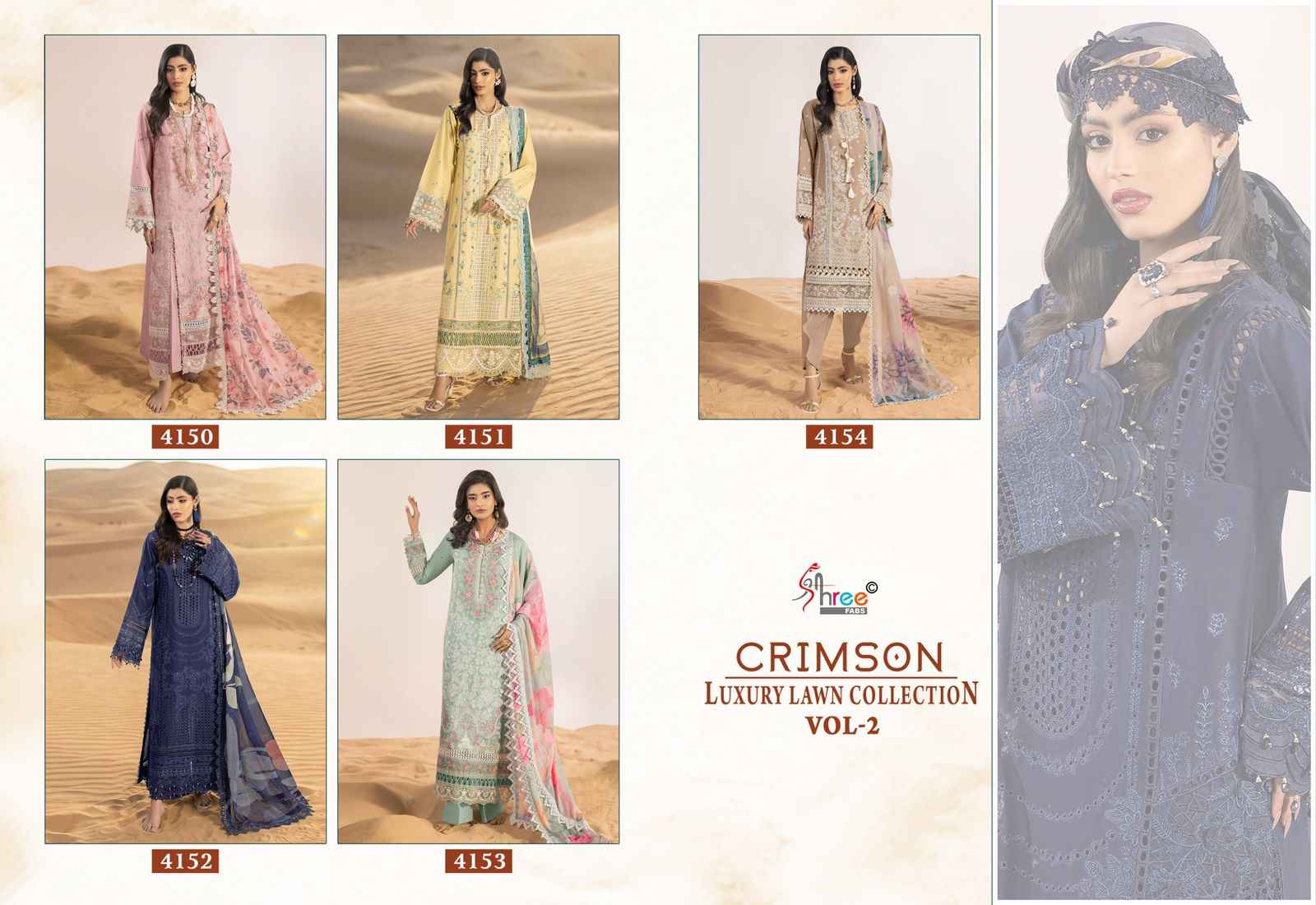 Shree Fabs Crimson Luxury Lawn Collection Vol 2 Cotton Dress Material 5 pcs Catalogue