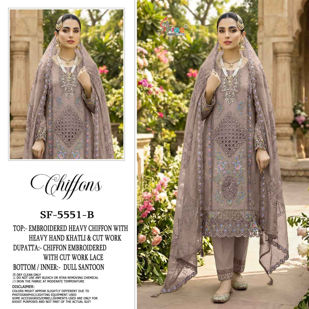 Shree Fabs D No SF 5551 Chiffon Dress Material 4 pcs Catalogue