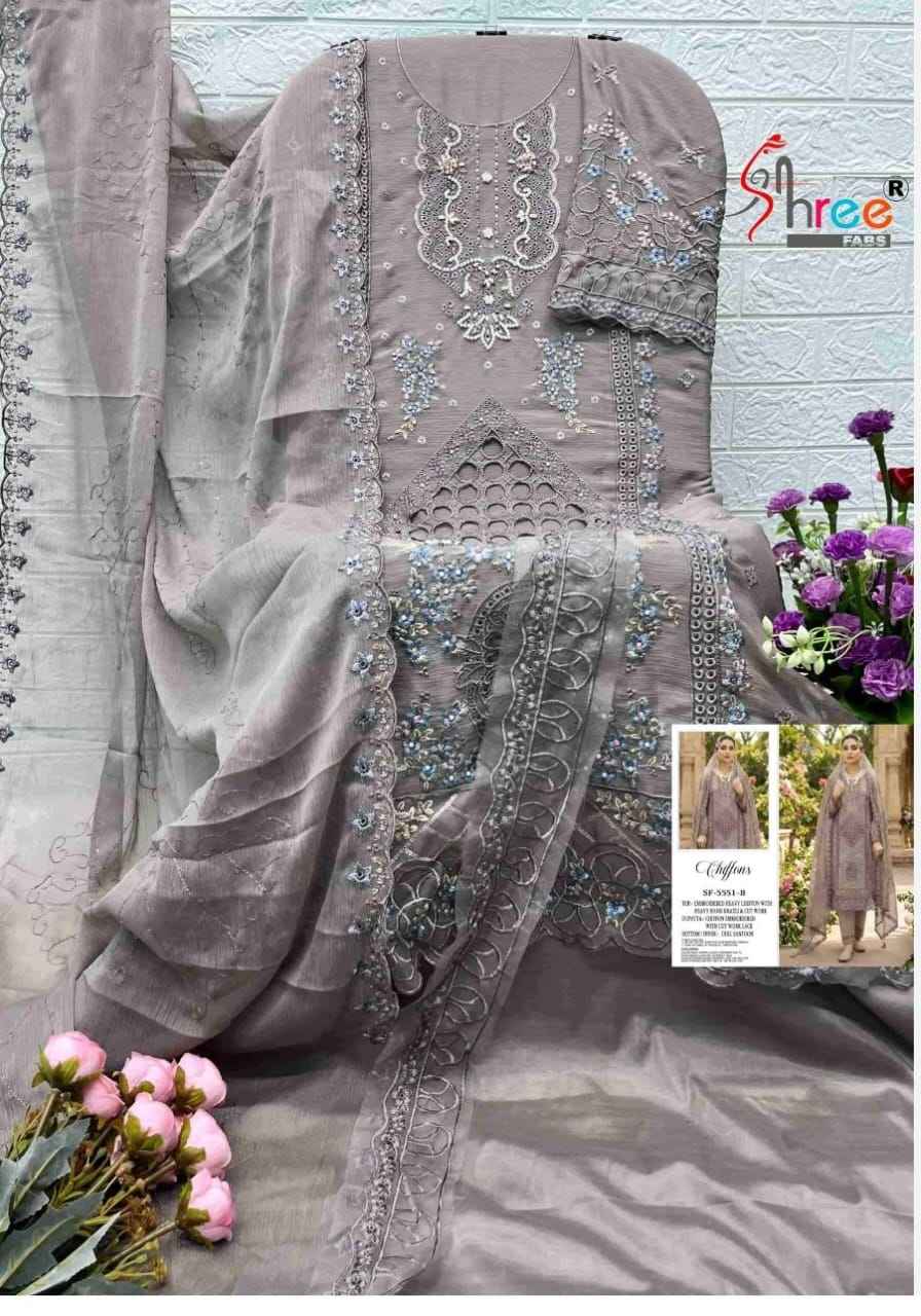 Shree Fabs D No SF 5551 Chiffon Dress Material 4 pcs Catalogue