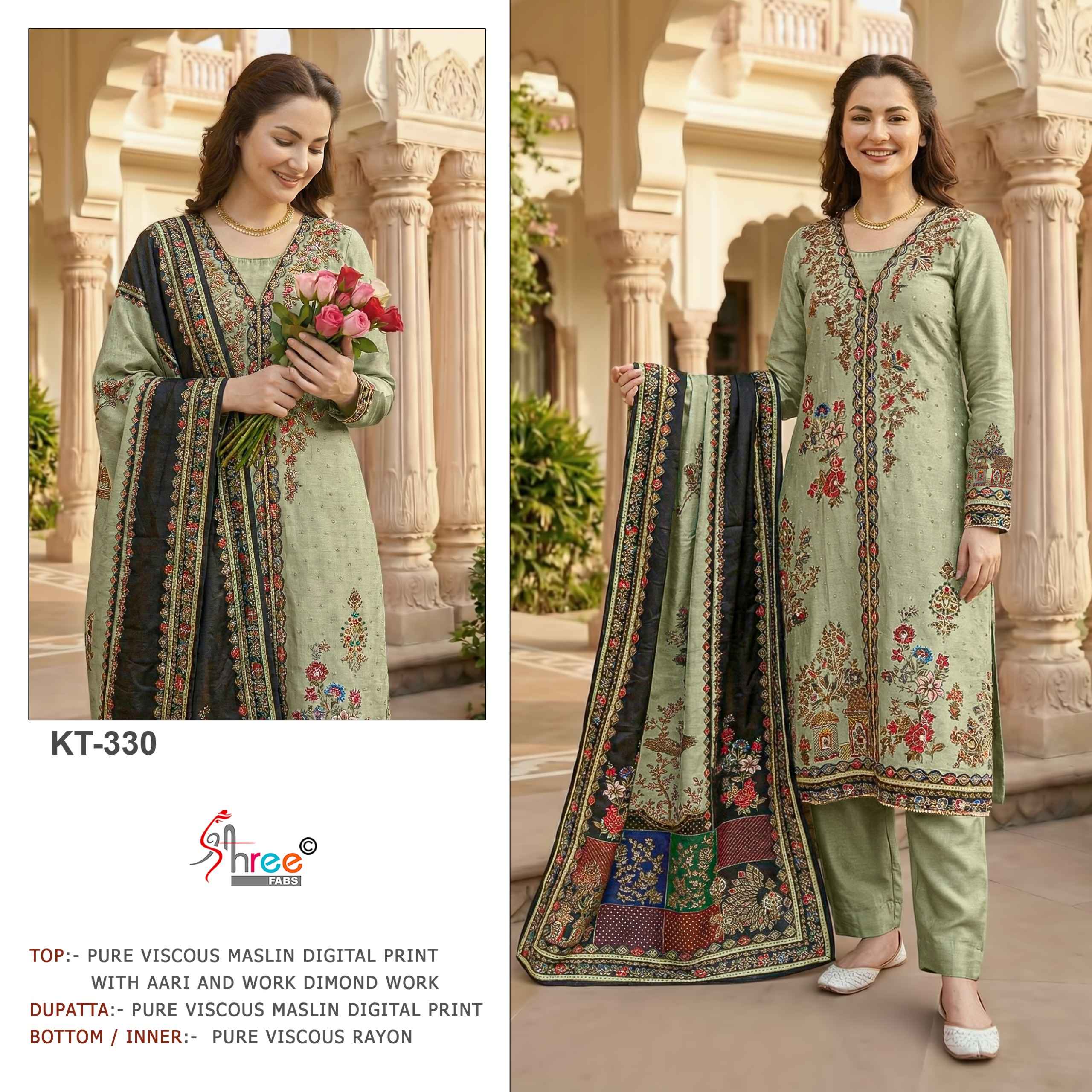 Shree Fabs KT 330 Viscous Maslin Dress Material 4 pcs Catalogue