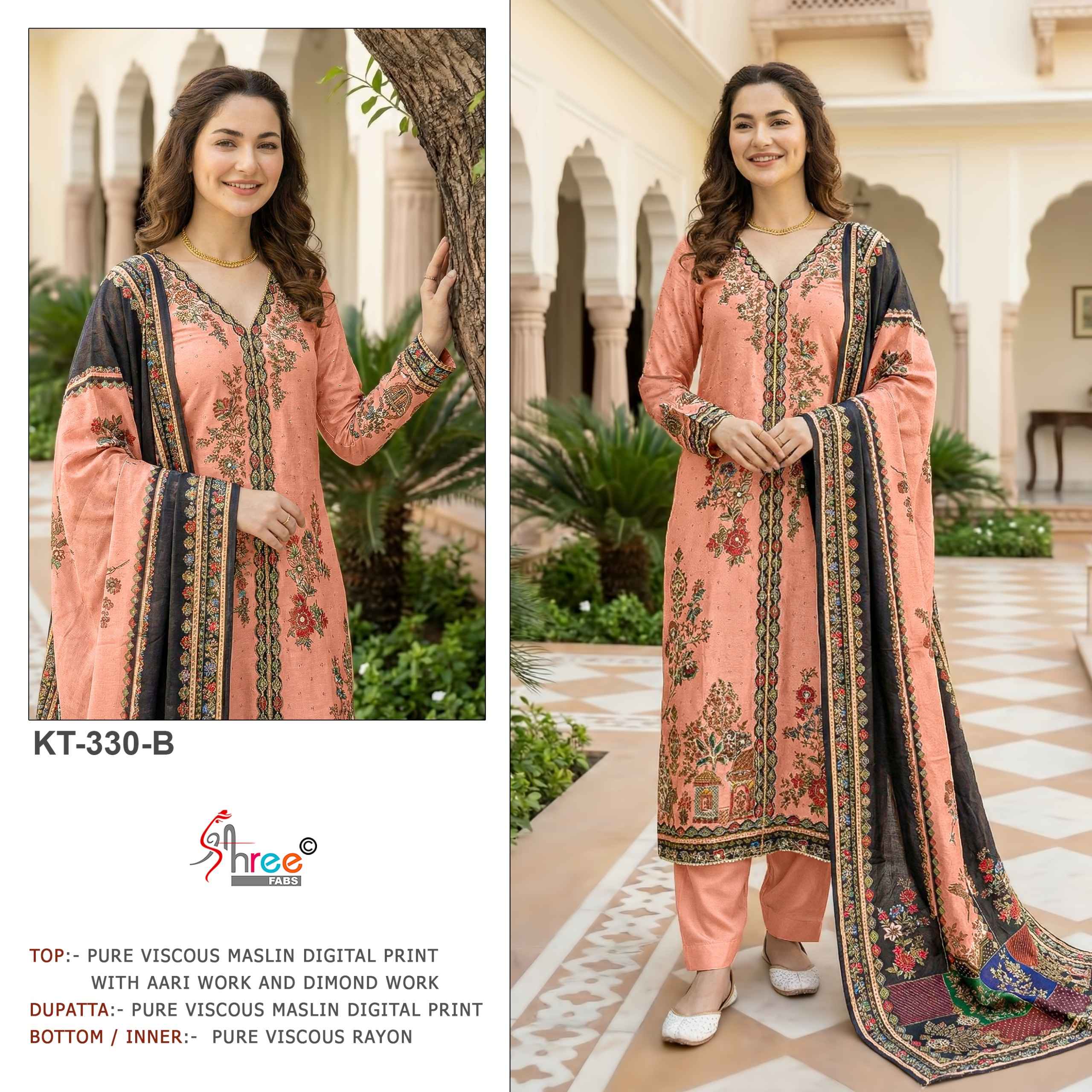 Shree Fabs KT 330 Viscous Maslin Dress Material 4 pcs Catalogue