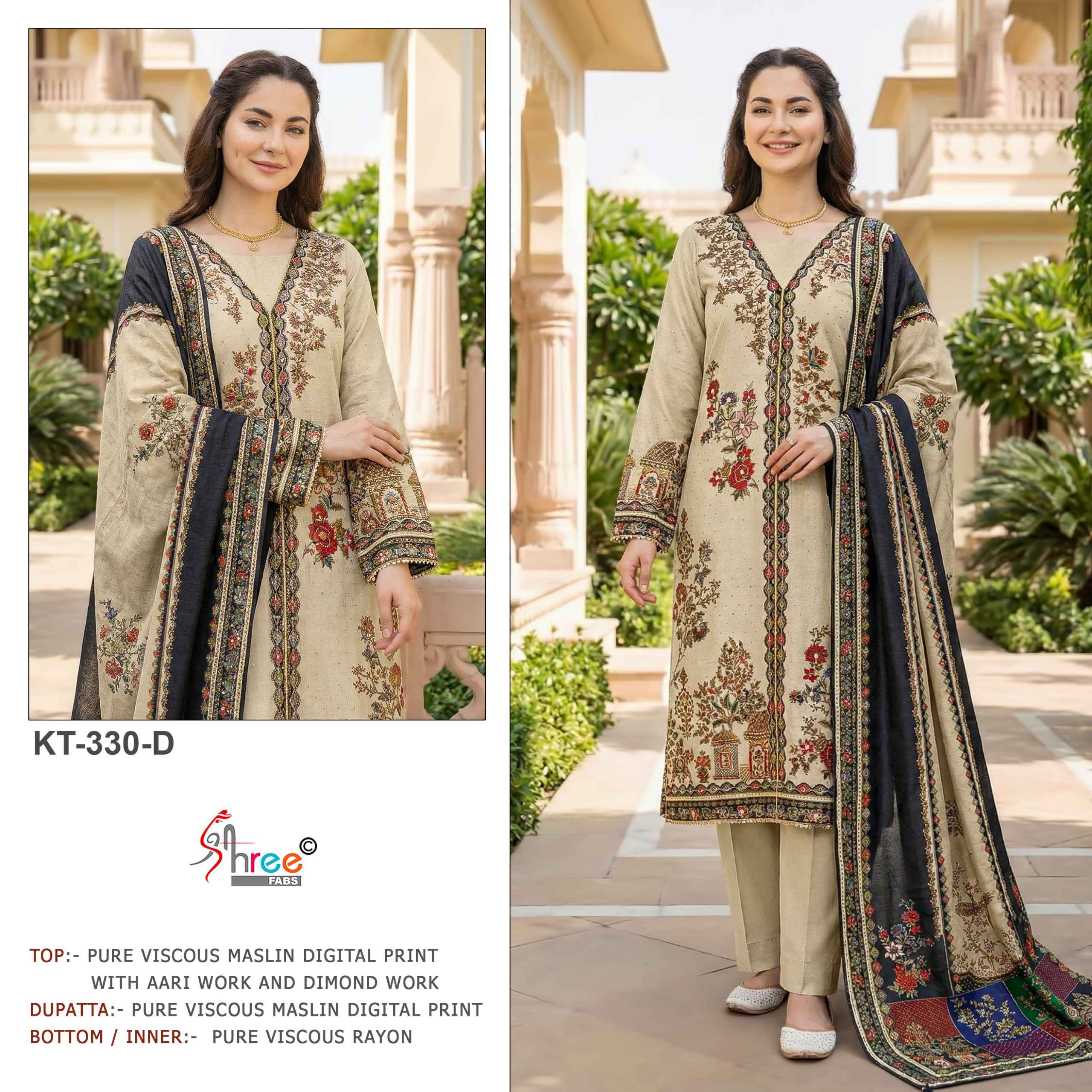 Shree Fabs KT 330 Viscous Maslin Dress Material 4 pcs Catalogue