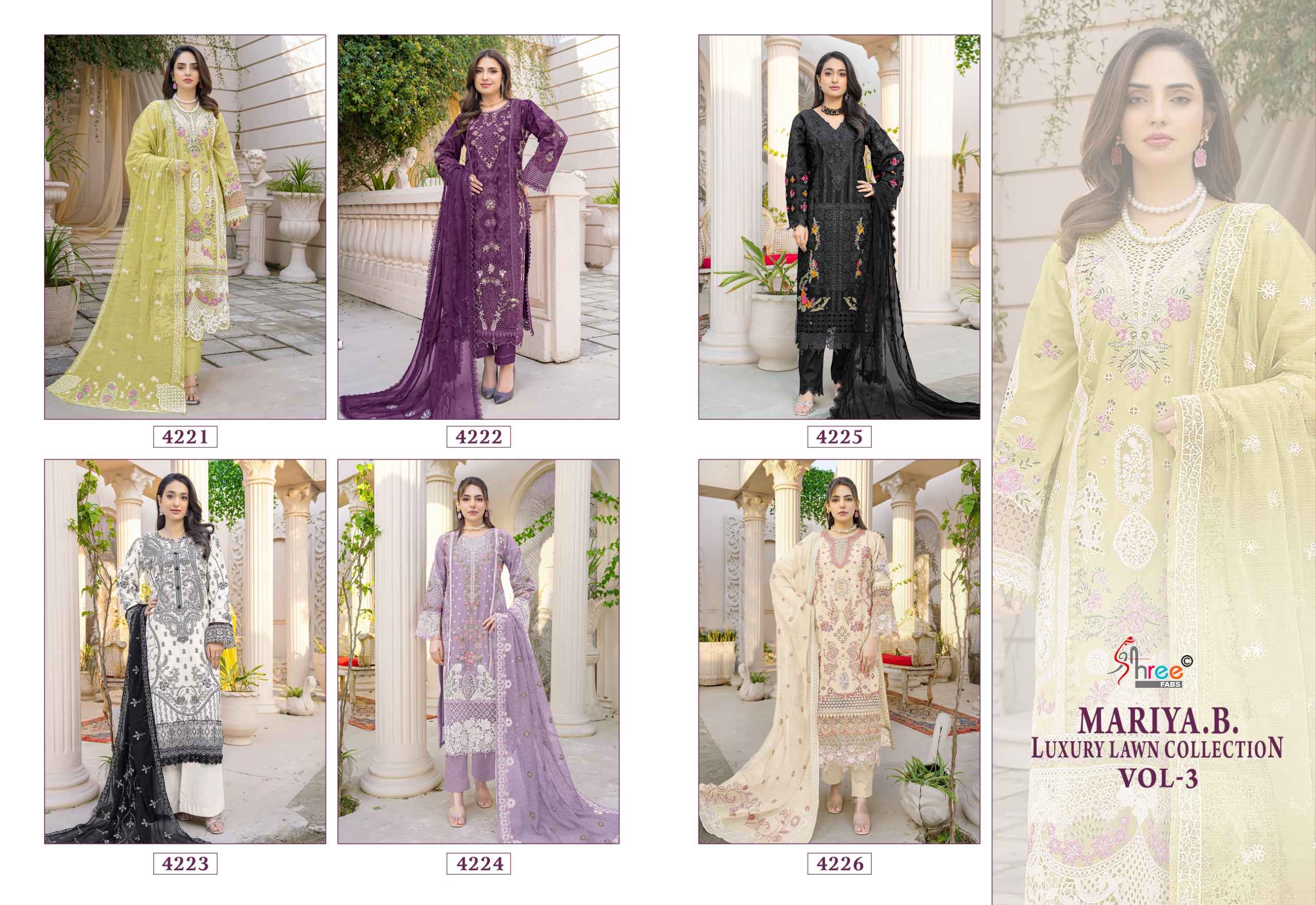 Shree Fabs Mariya B Luxury Lawn Collection Vol 3 Cotton Dress Material 6 pcs Catalogue