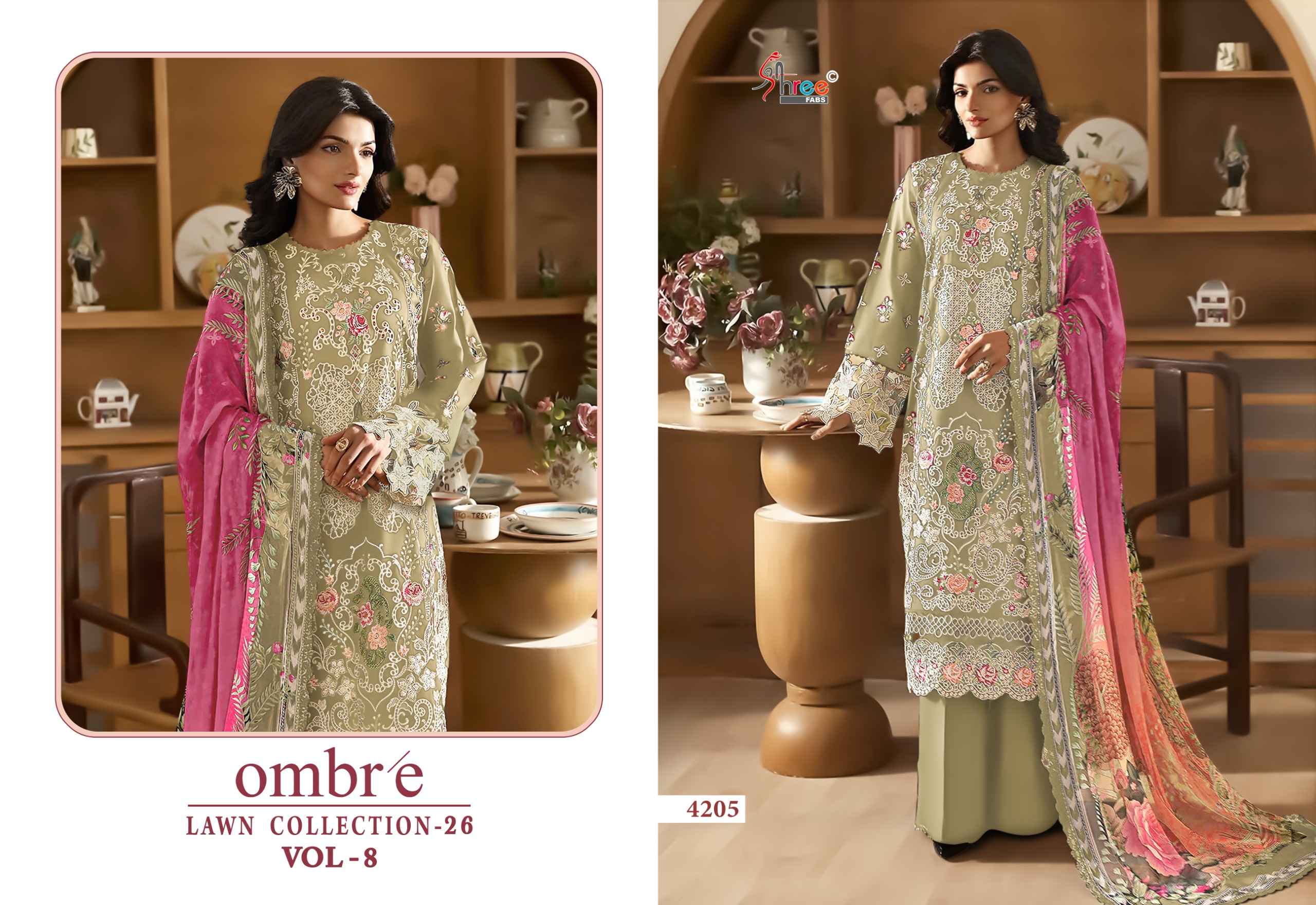Shree Fabs Ombre Lawn Collection 26 Vol 8 Cotton Dress Material 8 pcs Catalogue