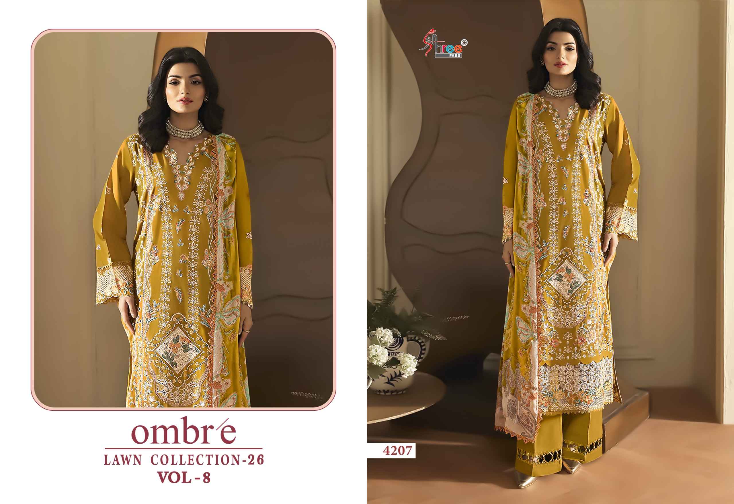 Shree Fabs Ombre Lawn Collection 26 Vol 8 Cotton Dress Material 8 pcs Catalogue