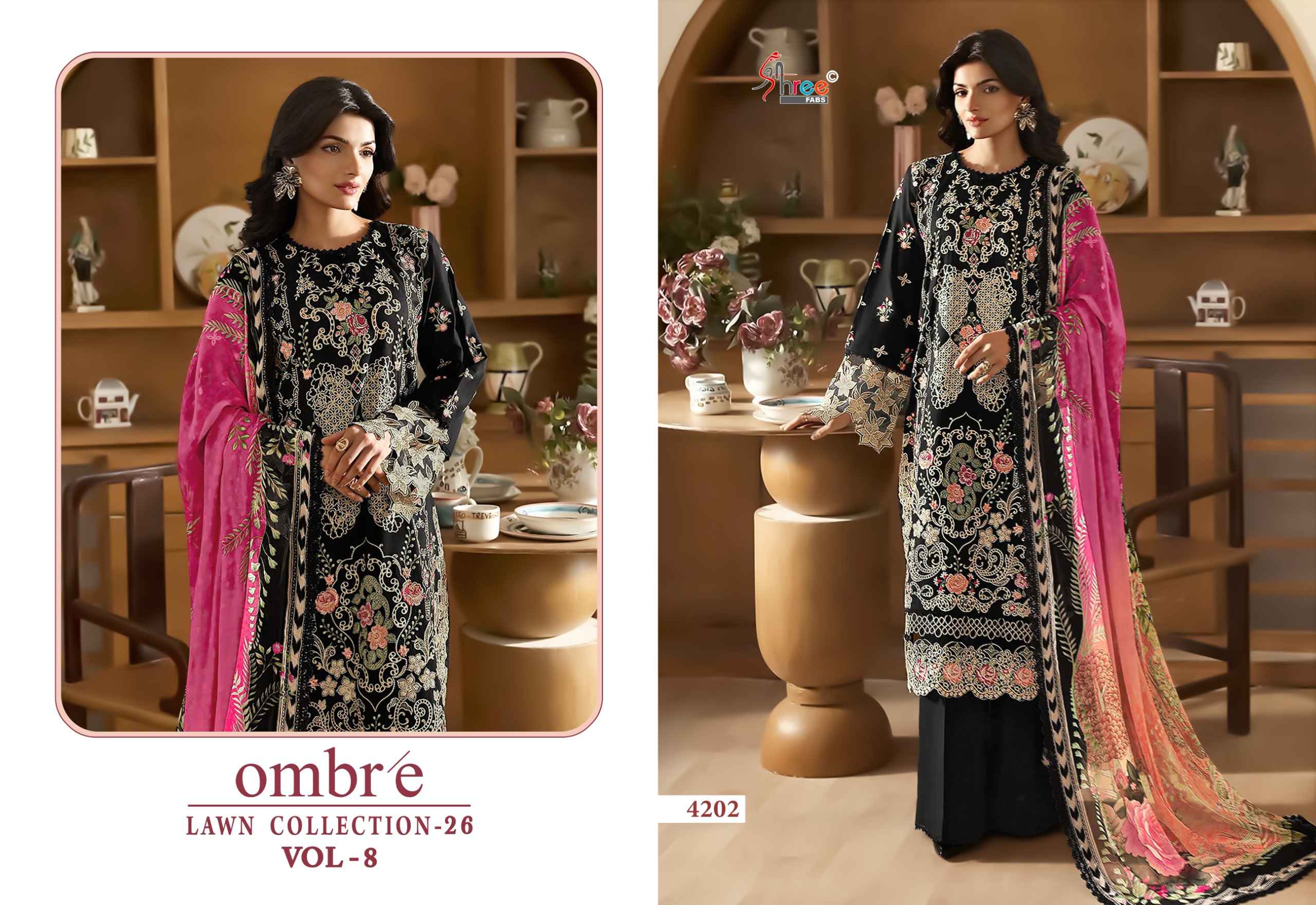 Shree Fabs Ombre Lawn Collection 26 Vol 8 Cotton Dress Material 8 pcs Catalogue