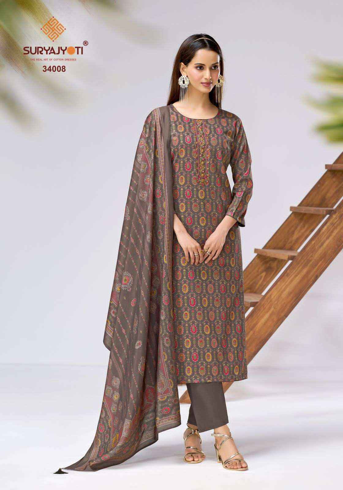 Suryajyoti Kalki Vol 34 Jam Satin Dress Material 8 Pcs Catalouge