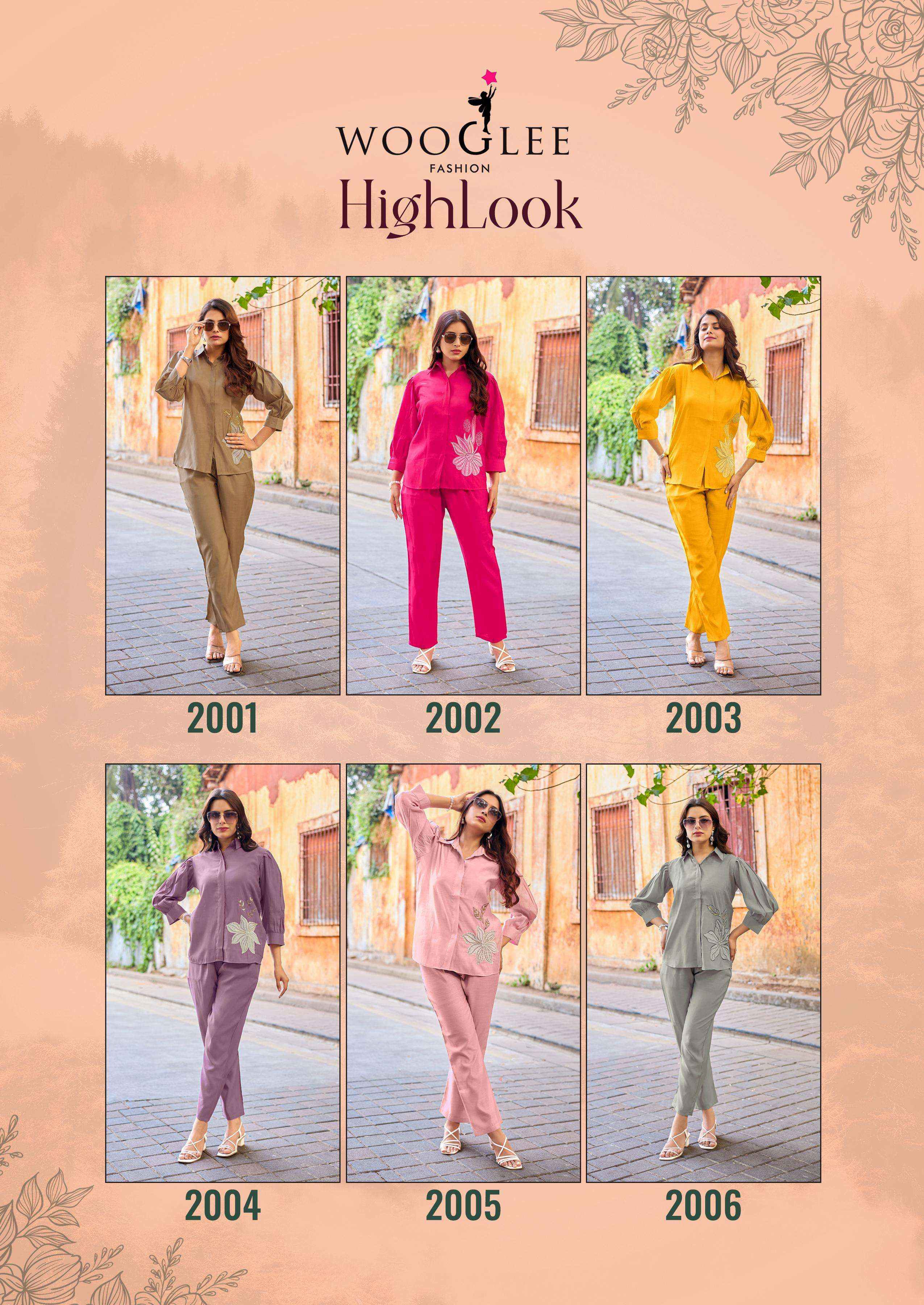 Wooglee High Look Viscose Silk Co ord Set 6 pcs Catalogue