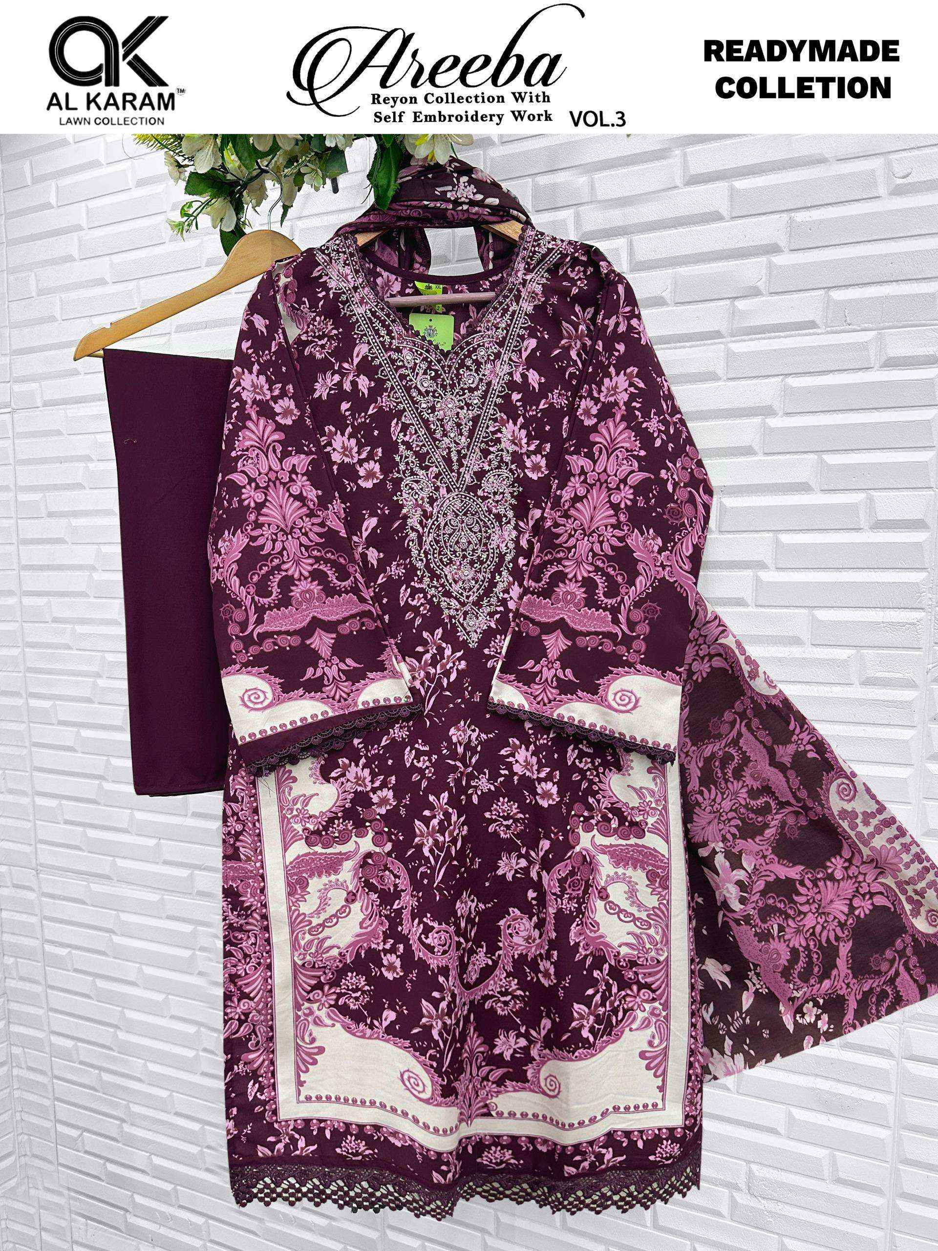 Al Karam Areeba Vol 3 Readymade Rayon Dress 6 pcs Catalogue