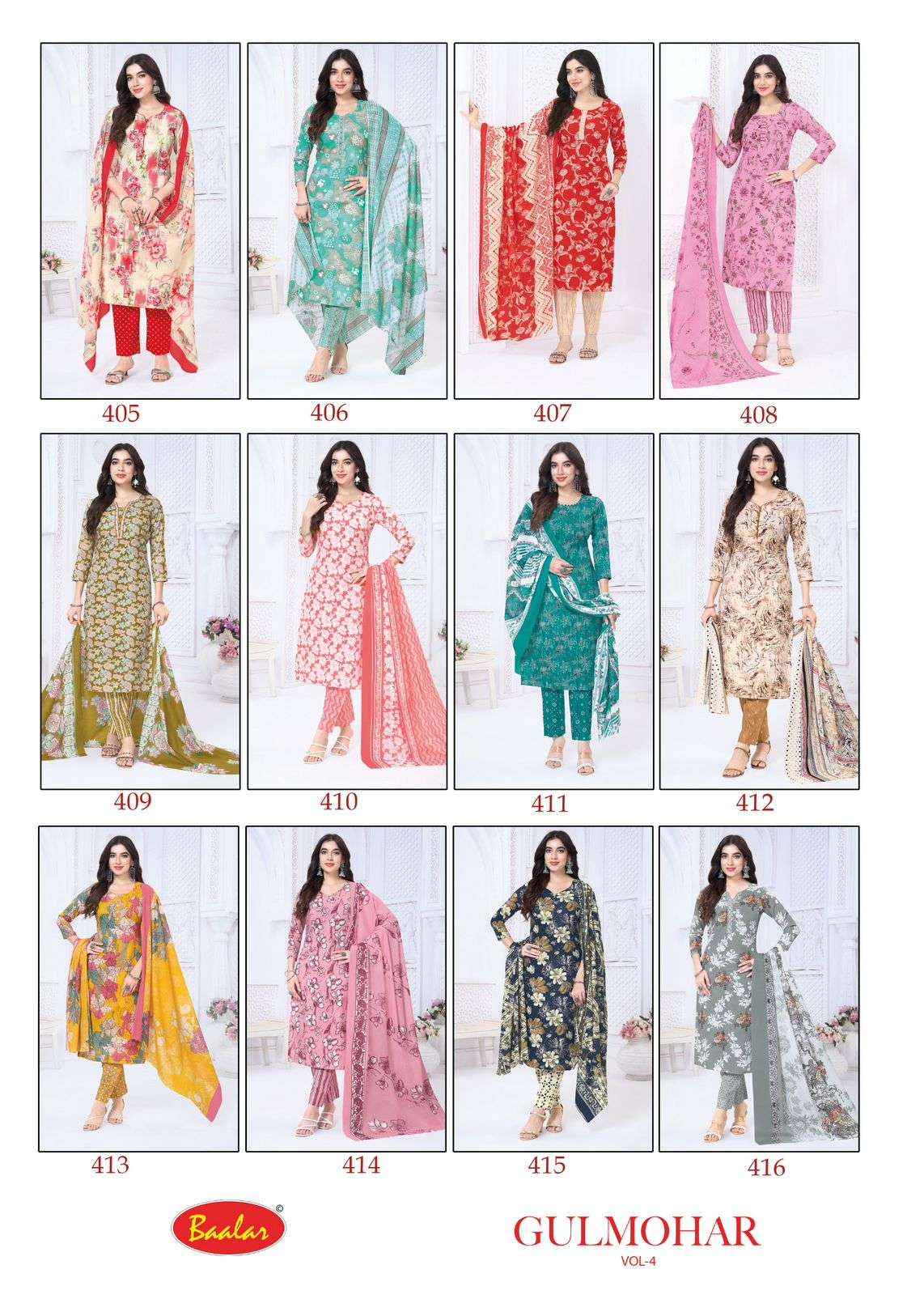 Baalar Gulmohar Vol 4 Cotton Dress Material 12 pcs Catalogue