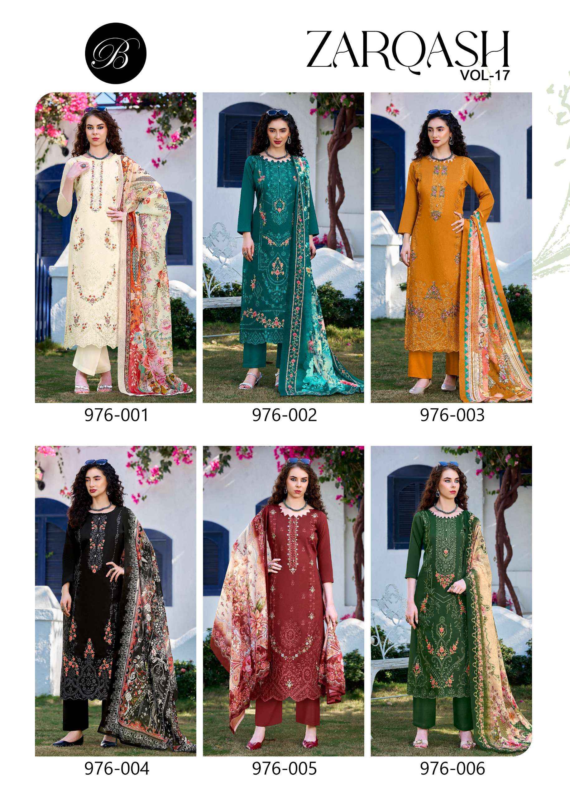 Belliza Zarqash Vol 17 Jam Cotton Dress Material 6 pcs Catalogue